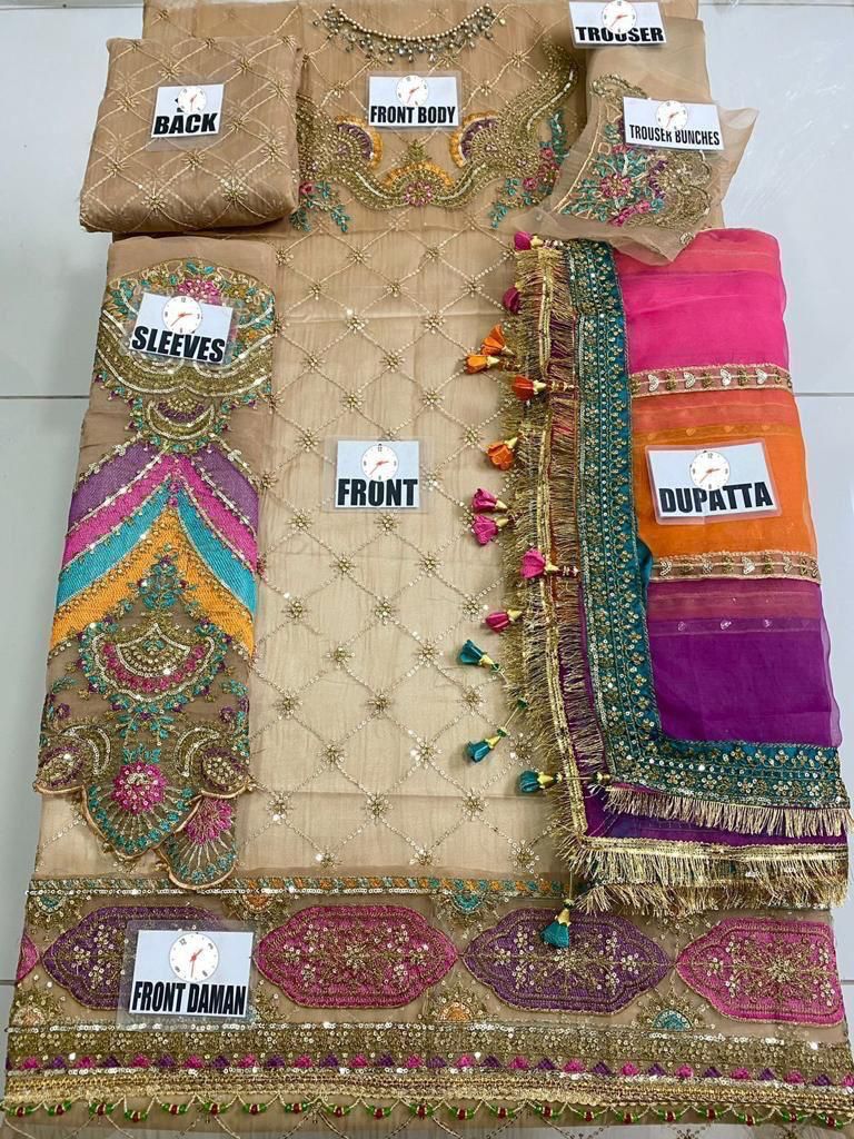 Maria B Organza – Heavy Embroidered & Handwork Premium Frock Suit