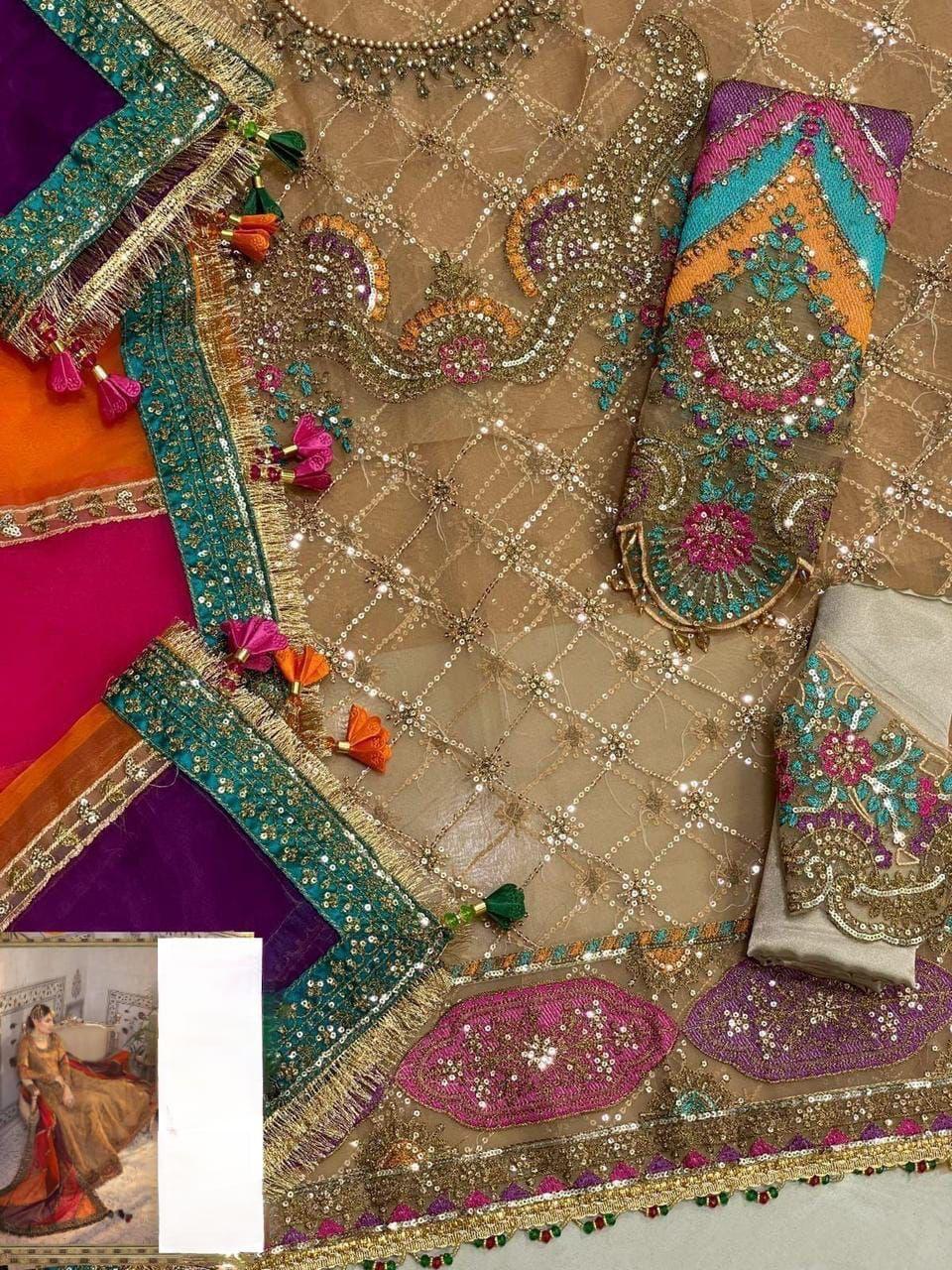 Maria B Organza – Heavy Embroidered & Handwork Premium Frock Suit