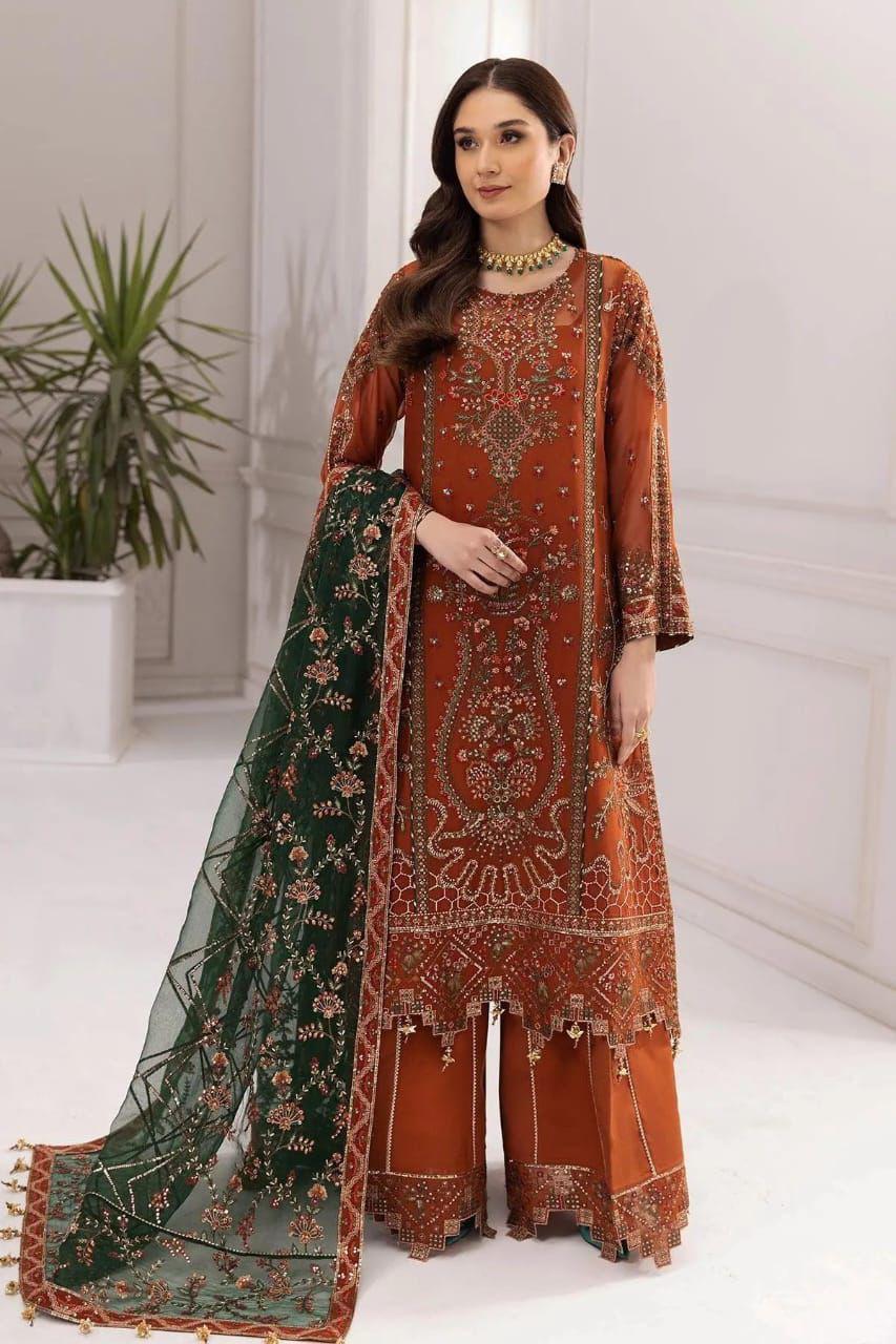 Alizeh Embroidered Chiffon Collection – Unstitched 3PC Luxury Suit