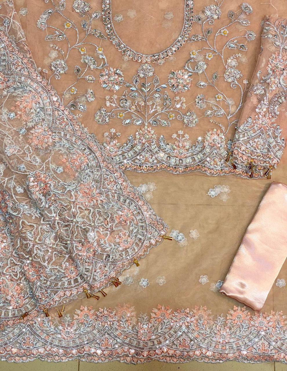 Maria B Exclusive Saree 2024 – Heavy Embroidered Net Saree