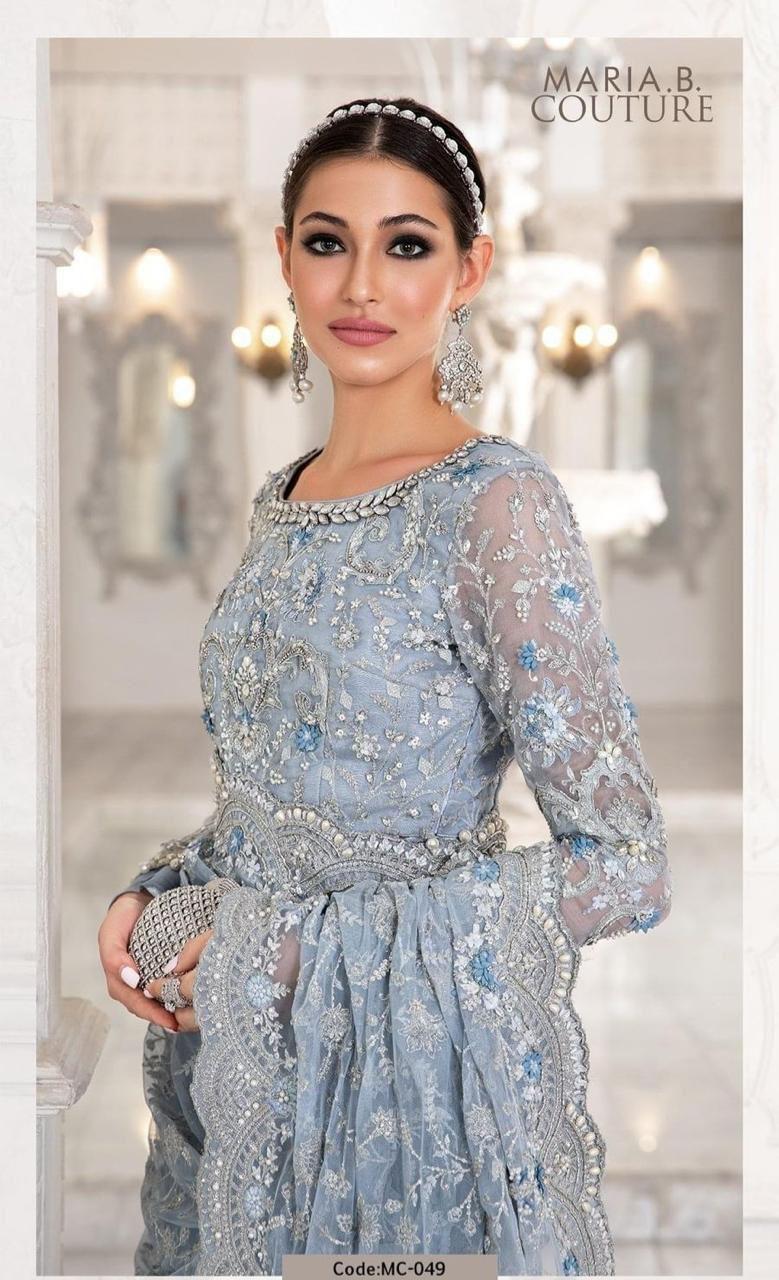 Maria B Exclusive Saree 2024 – Heavy Embroidered Net Saree