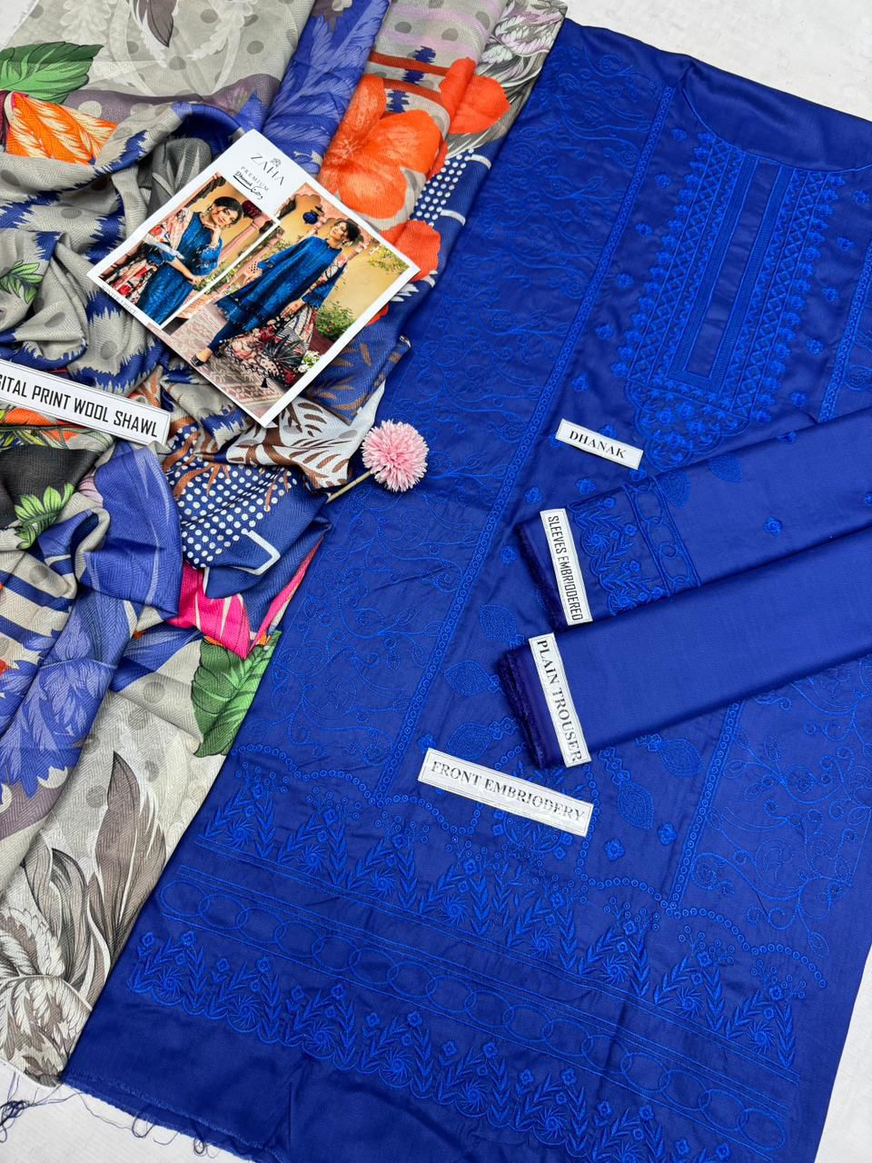 Dhanak New Arrivals – Heavy Embroidered 3-Piece Suit