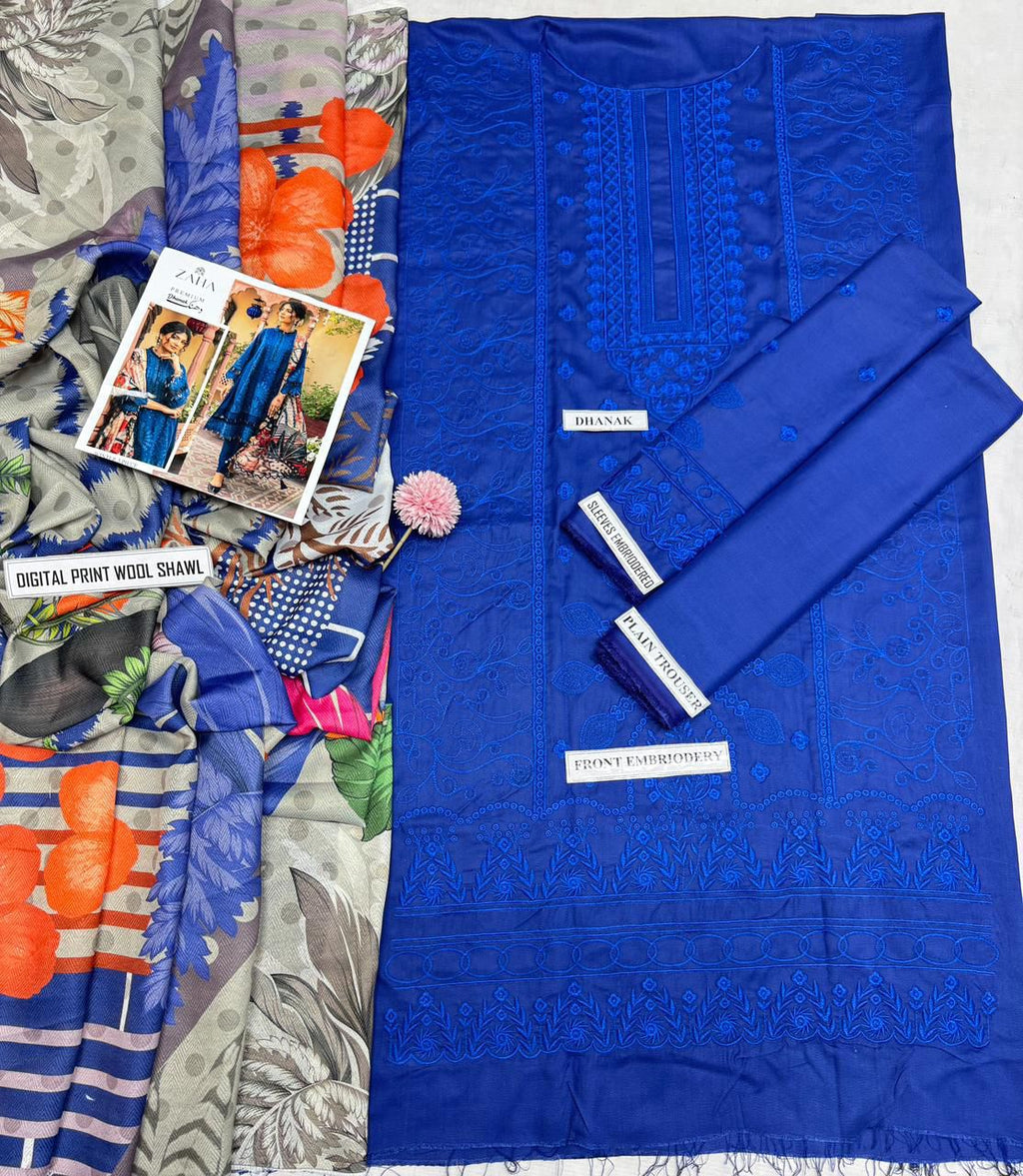 Dhanak New Arrivals – Heavy Embroidered 3-Piece Suit