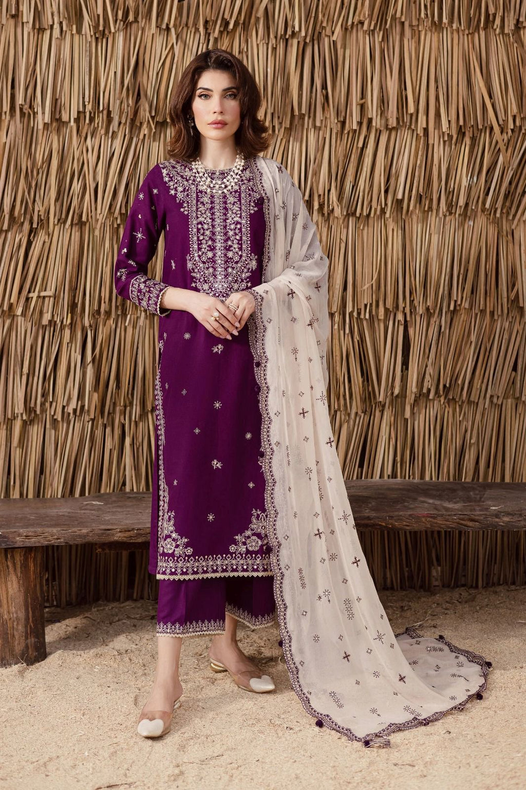 Dhanak Hit Codes – Full Heavy Embroidered 3-Piece Suit
