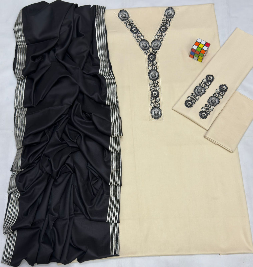 Dhanak Hit Codes – Embroidered Neck & Shawl 3-Piece Suit