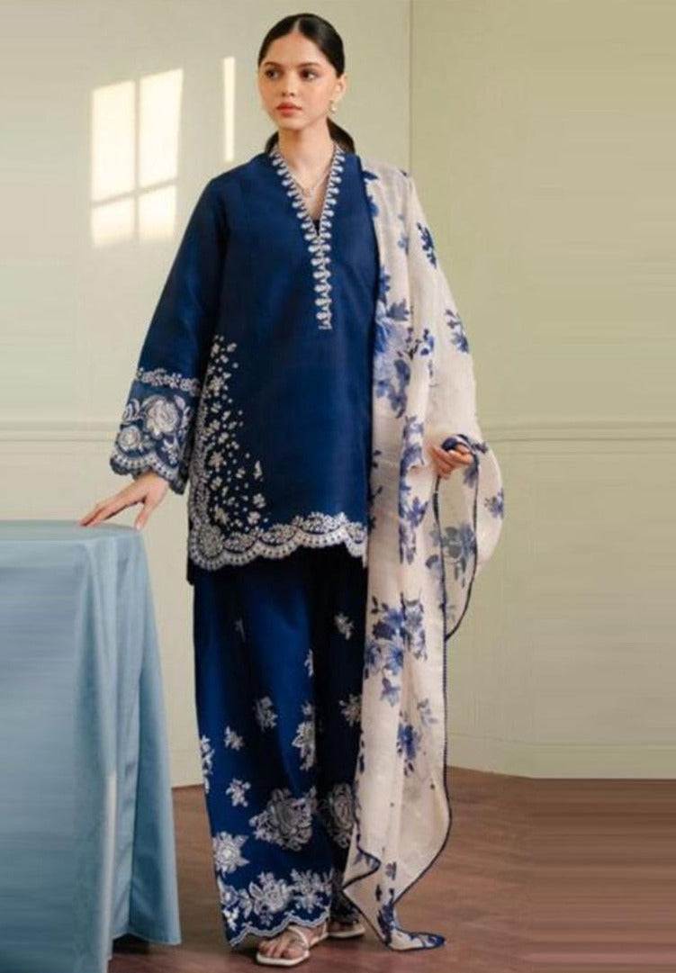 3-Piece Dhanak Winter Suit – Heavy Embroidered Shirt & Pashmina Shawl