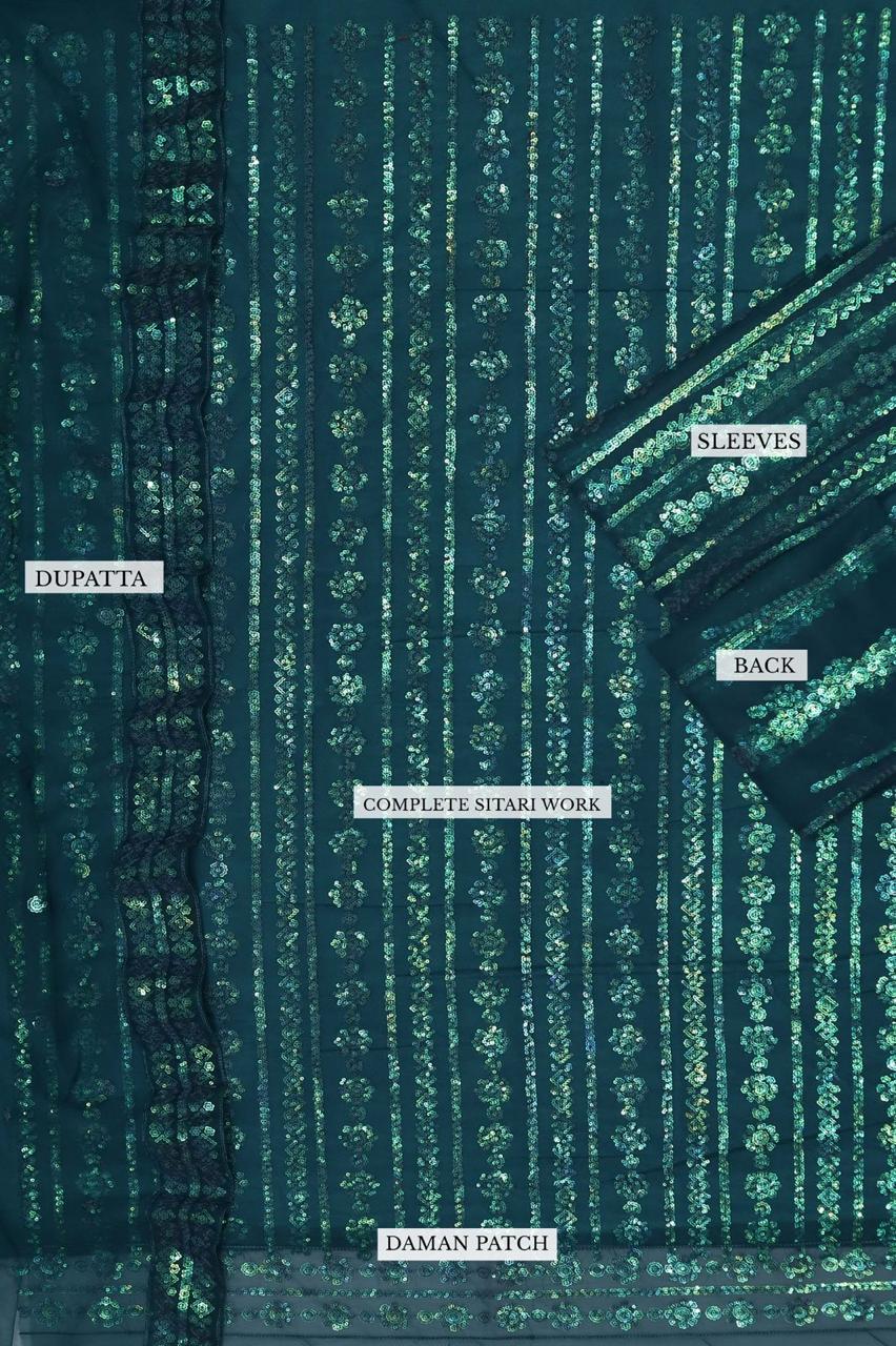 Luxury Heavy Sequins Net Party Wear 3PC Suit with Ready-to-Wear Dupatta