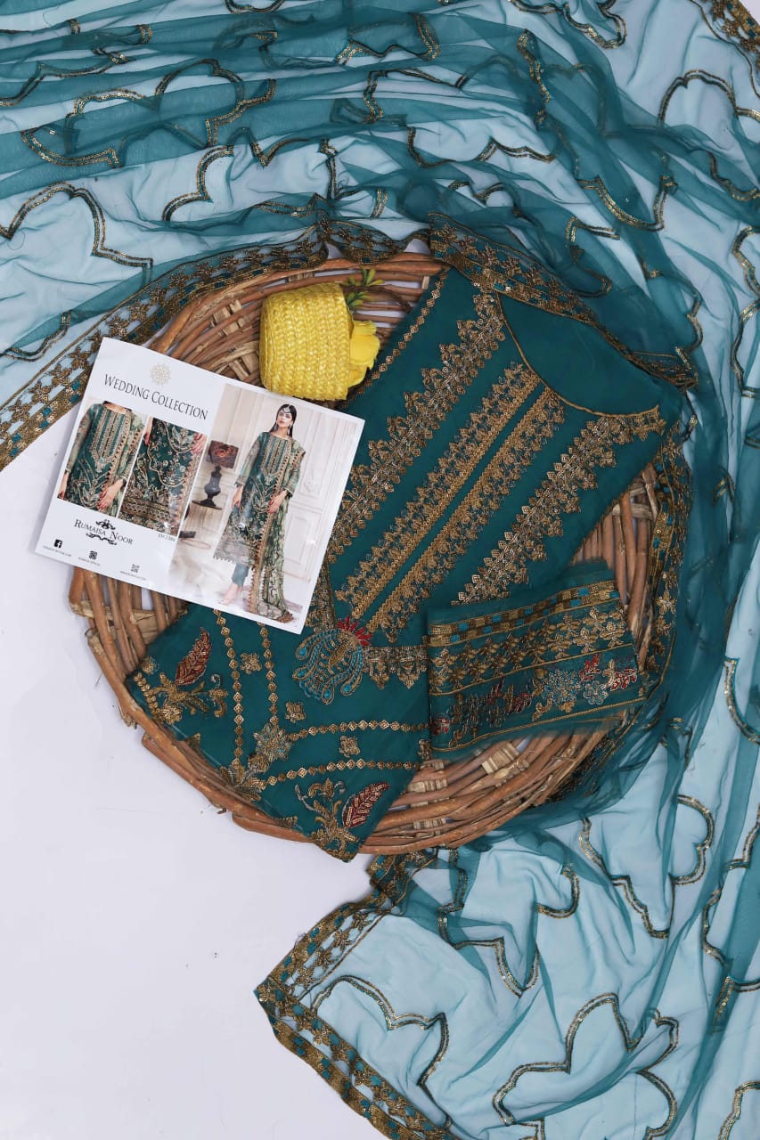 Luxury Embroidered Organza Wedding & Party Wear Suit with Net Dupatta