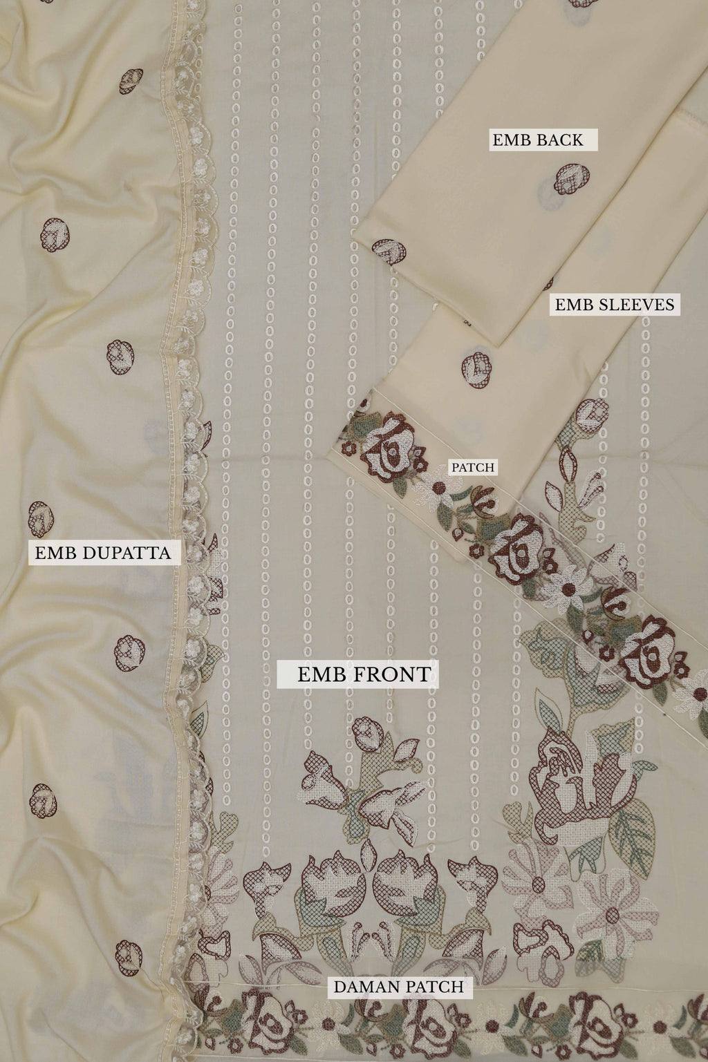 Maria B Dhank Heavy Multi-Head Embroidered Winter Suit with Wool Shawl