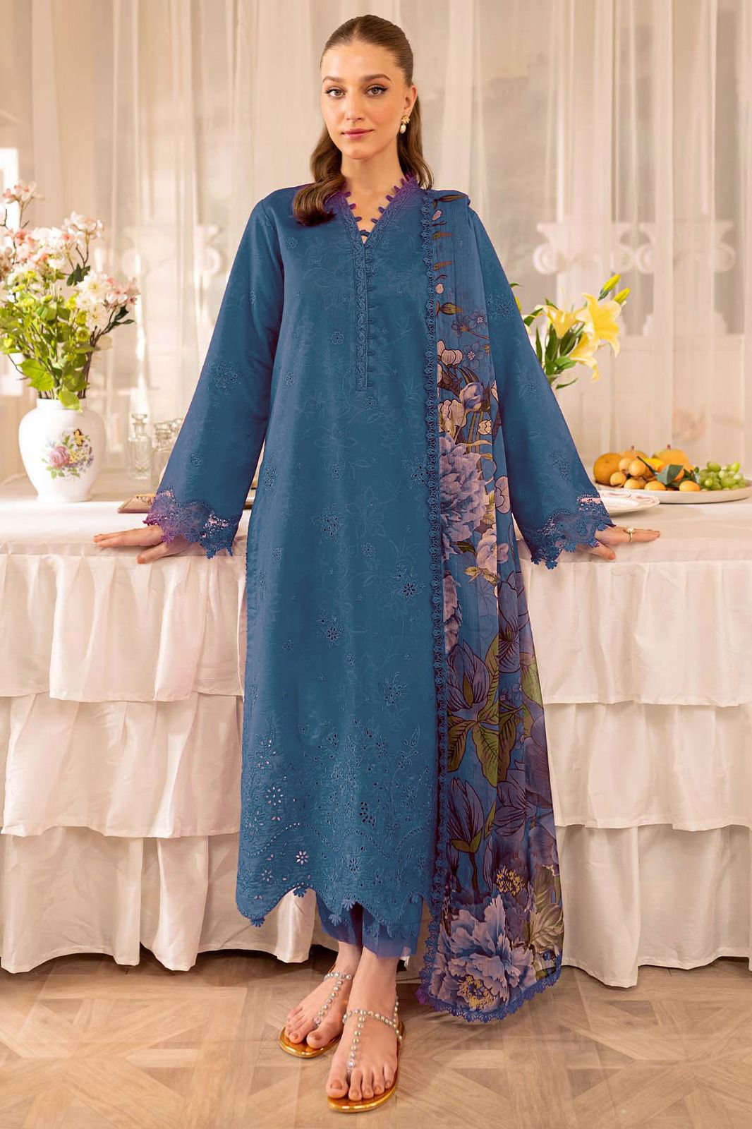Dhank Heavy Multi-Head & Boring Embroidered Winter Suit with Wool Shawl
