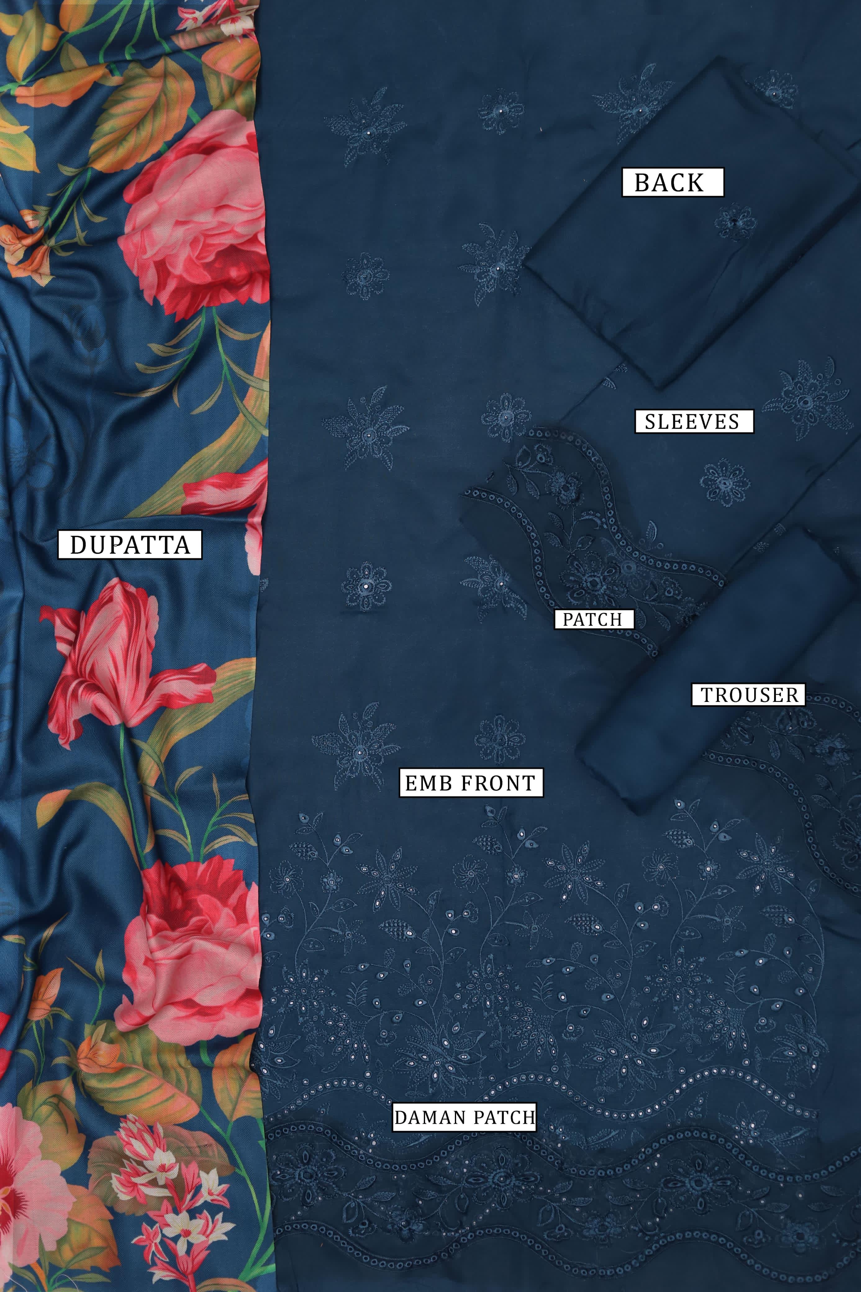 Dhank Heavy Multi-Head & Boring Embroidered Winter Suit with Wool Shawl