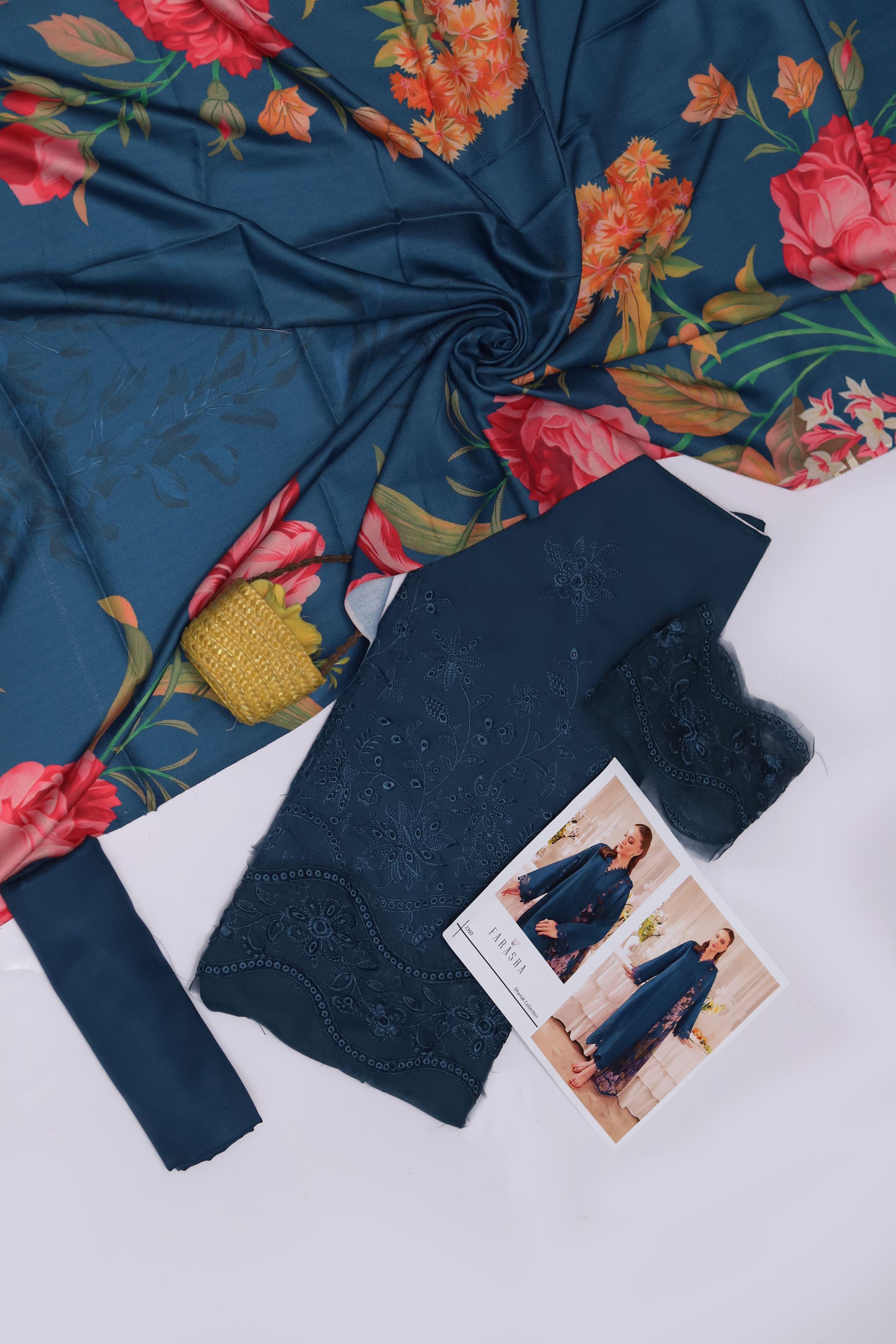 Dhank Heavy Multi-Head & Boring Embroidered Winter Suit with Wool Shawl