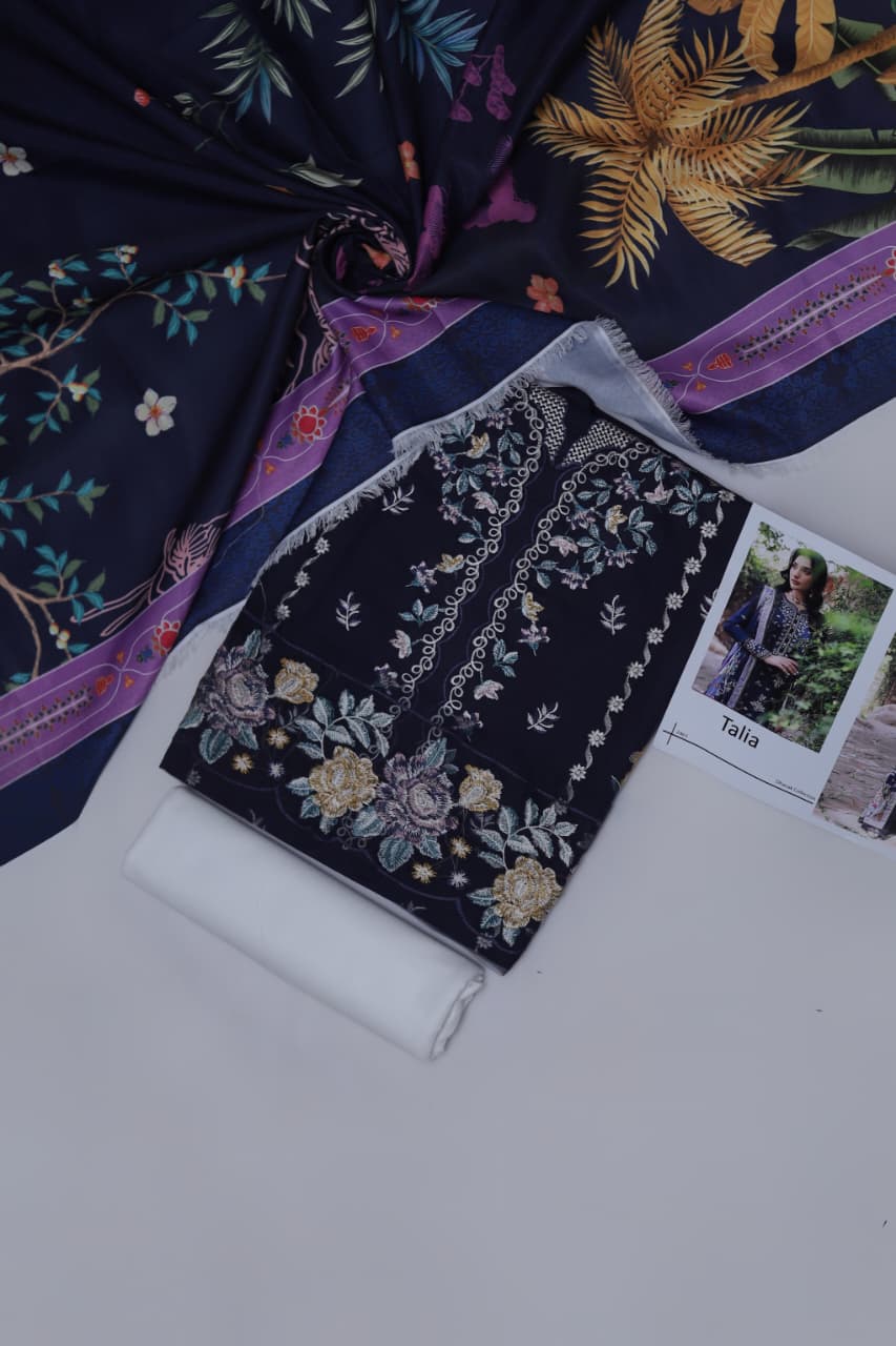 Maria B Dhank Heavy Embroidered Winter Suit with Ready-to-Wear Shawl – 2025