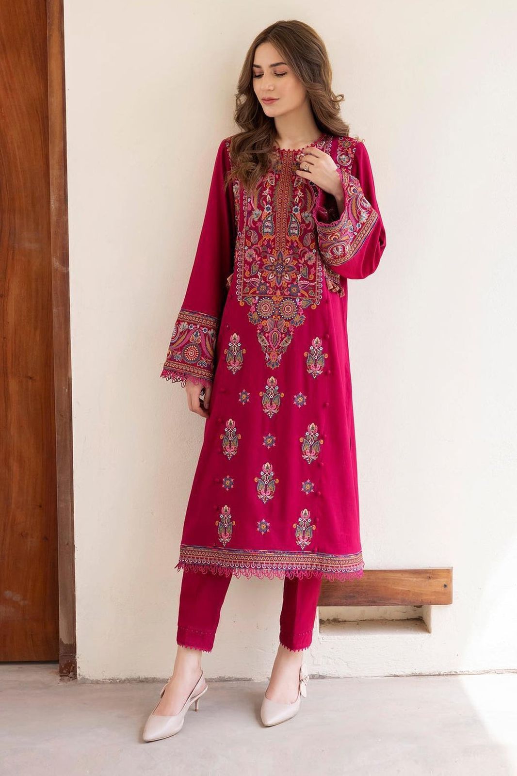 Jazmine 2PC Casual Winter Suit with Dhank Embroidery – Code 7177