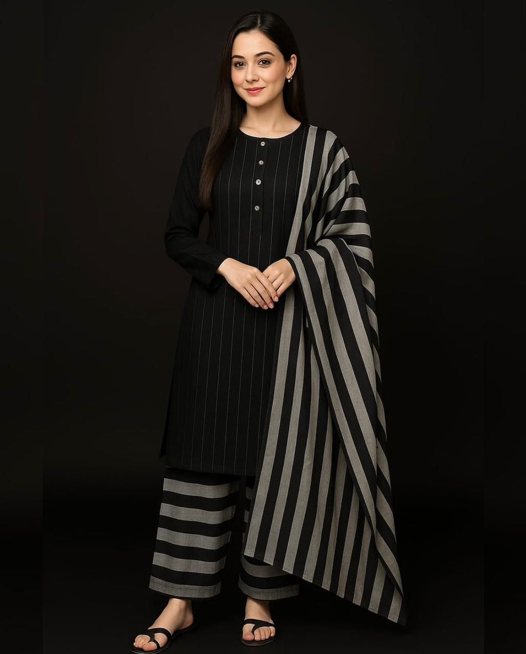 Multani Khaadi Sussi 3PC Winter Dress with Dupatta – 2025