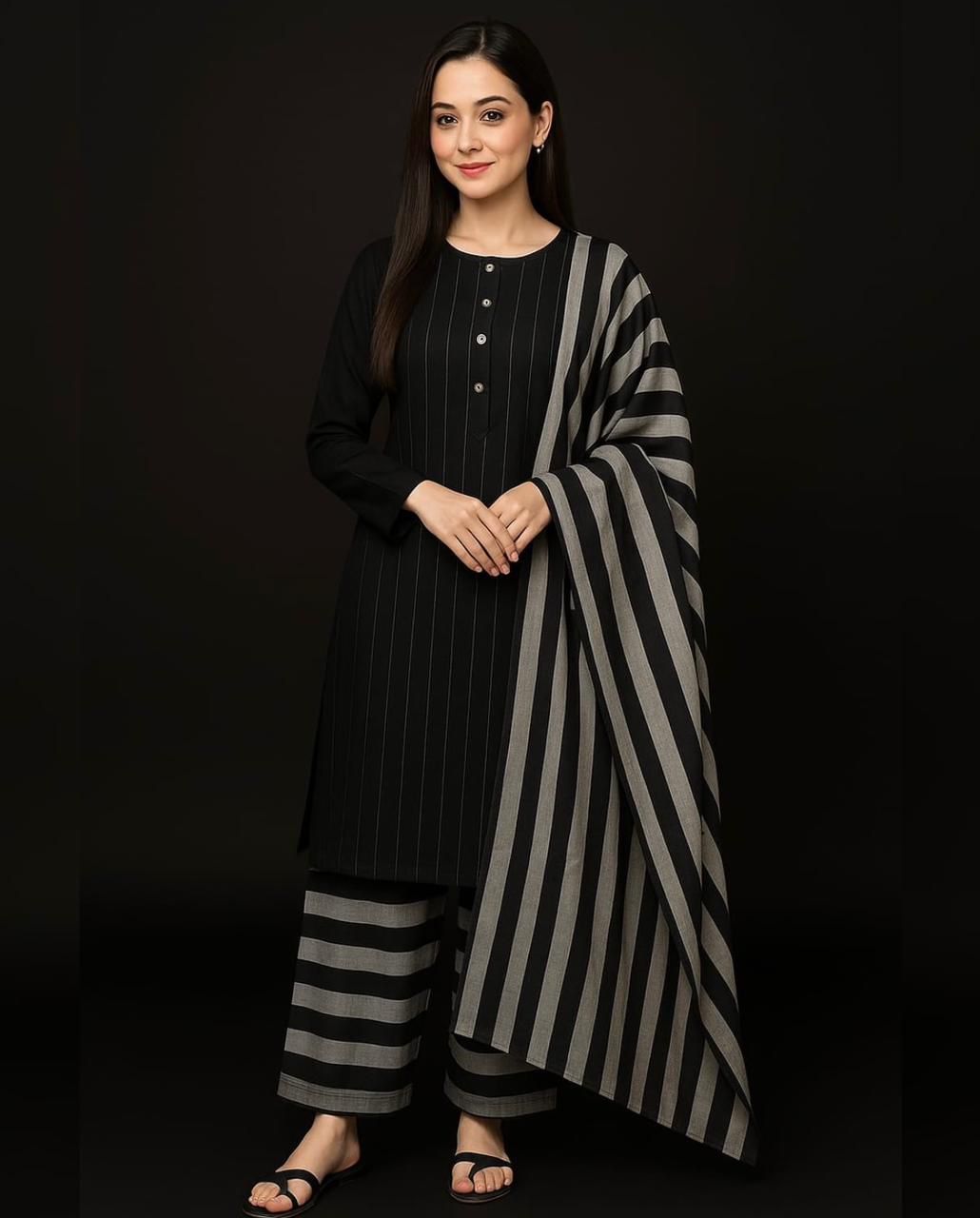 Multani Khaadi Sussi 3PC Winter Dress with Dupatta – 2025