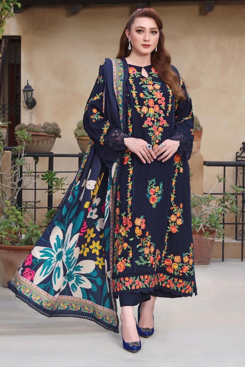 Aneela 3PC Casual Winter Suit with Zari Pashmina Shawl