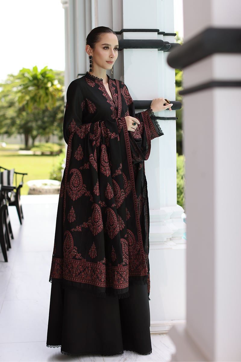 Pure Dhanak Heavy Embroidered Winter Suit with Shawl