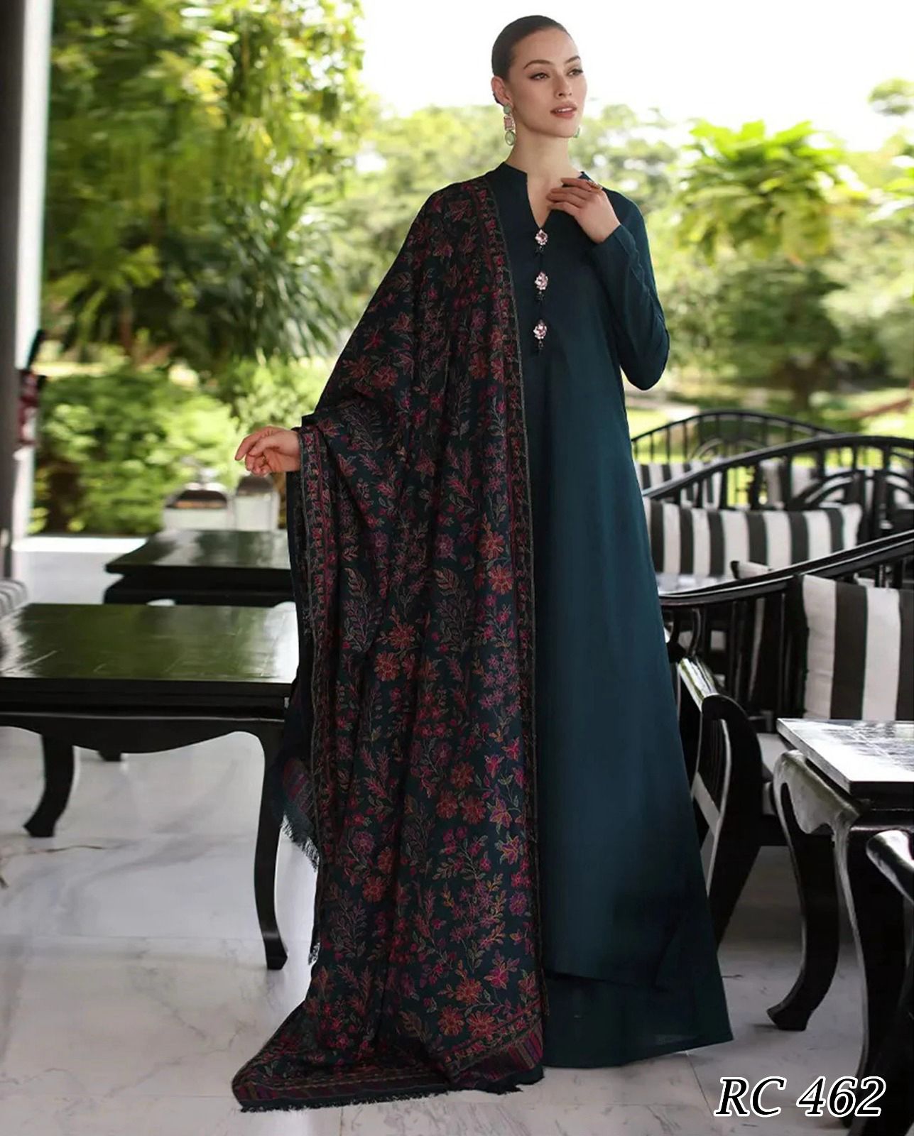 Pure Dhanak Heavy Embroidered Winter Suit with Shawl