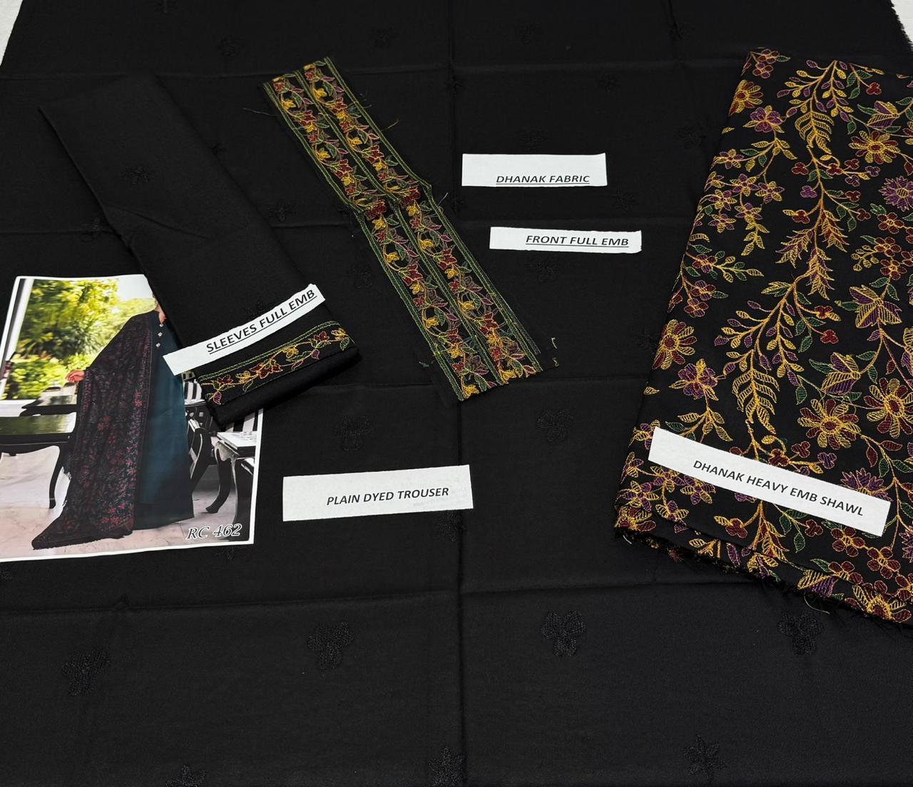 Pure Dhanak Heavy Embroidered Winter Suit with Shawl