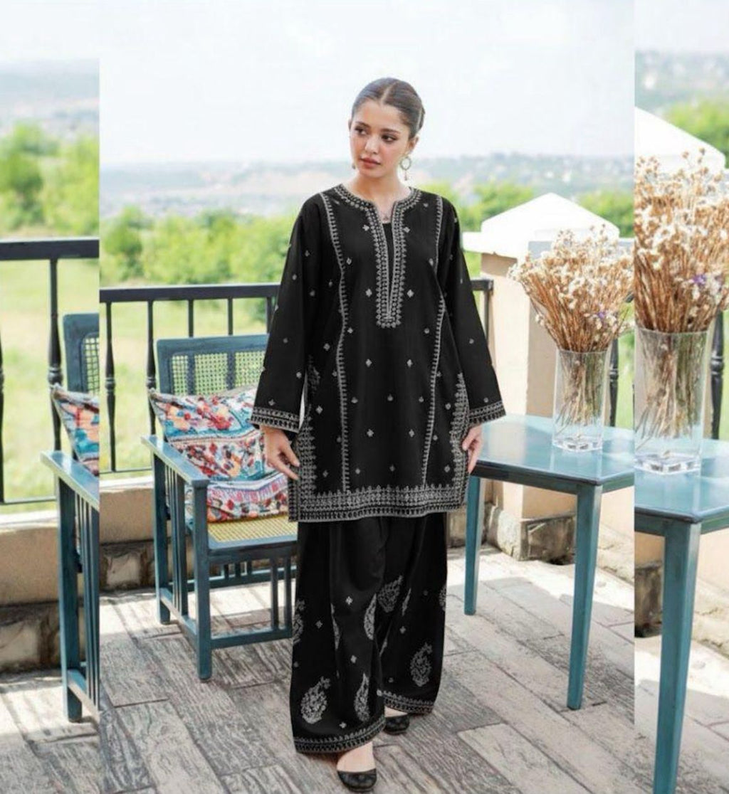 Premium Dhanak 2PC Heavy Embroidered Winter Suit – Code 01