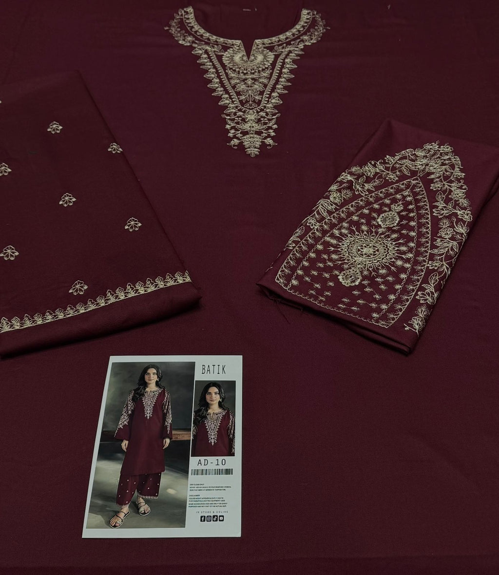 Premium Dhanak 2PC Heavy Embroidered Winter Suit – Code 01