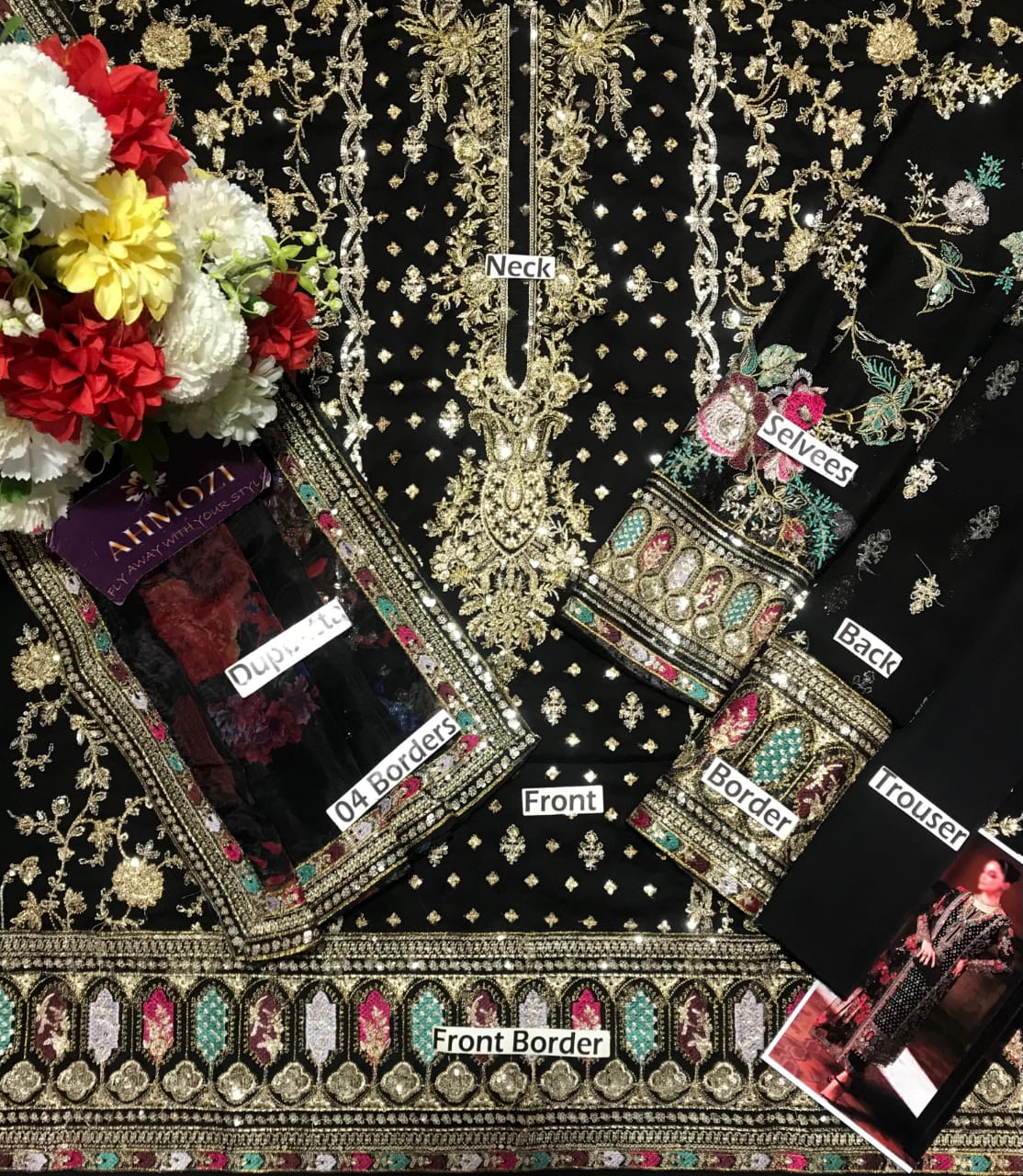 Charizma Hit Code – Master Blaster Heavy Embroidered Chiffon Replica Suit