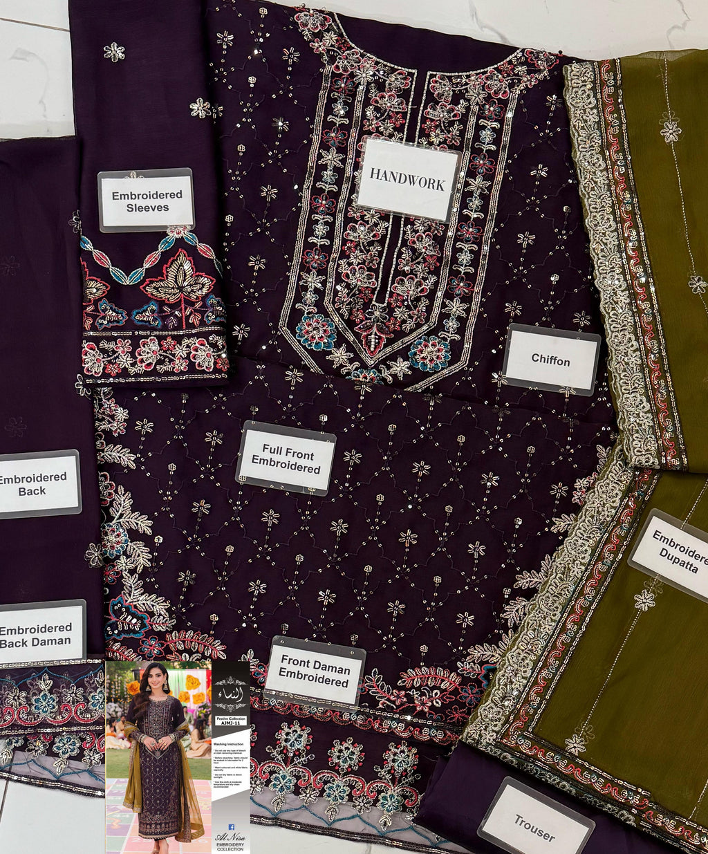 Asim Jofa AJMJ-11 – Luxury Embroidered Chiffon Suit
