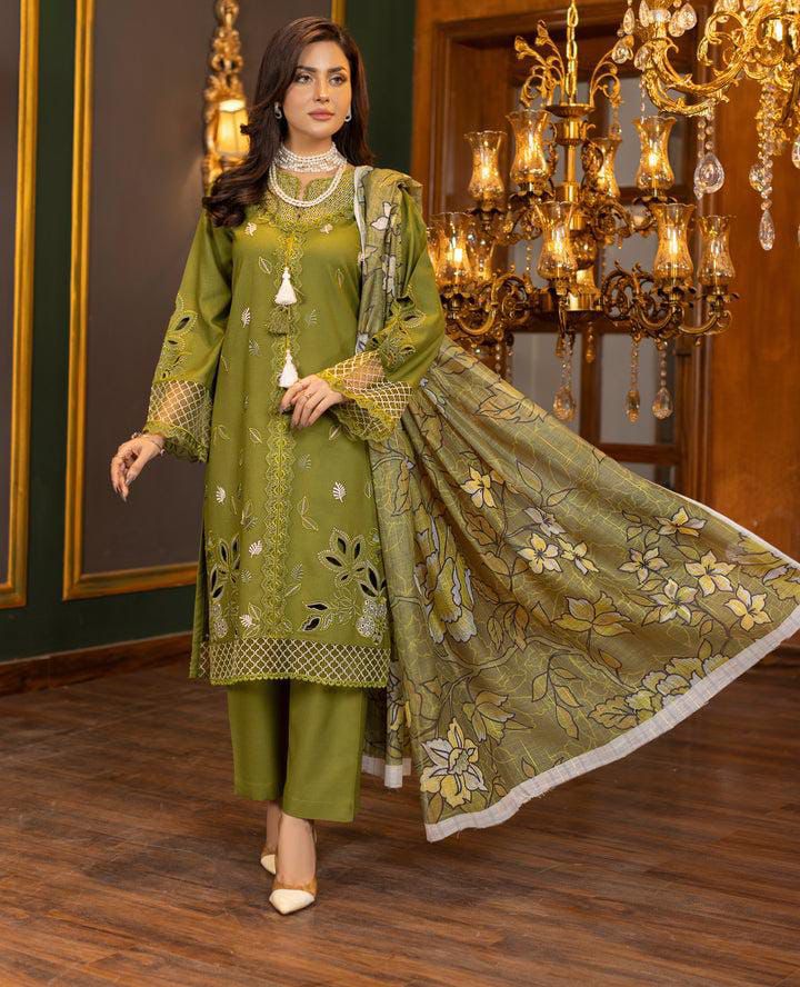 SHE EDGE 7027 Dhanak 3PC Heavy Embroidered Winter Suit with Wool Shawl