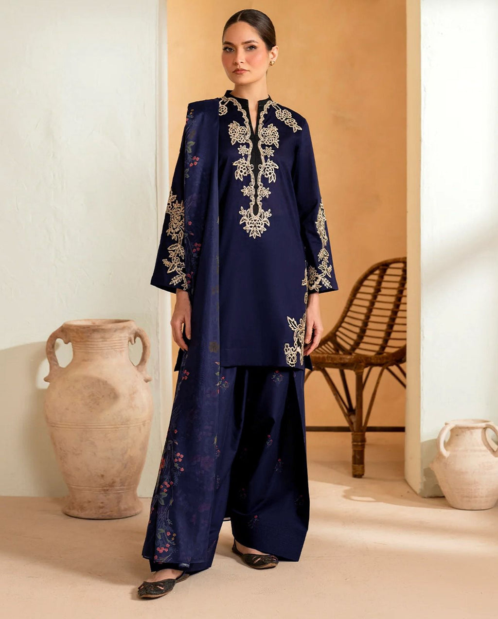 Airjet Dhanak 3PC Heavy Embroidered Winter Suit with Pashmina Shawl