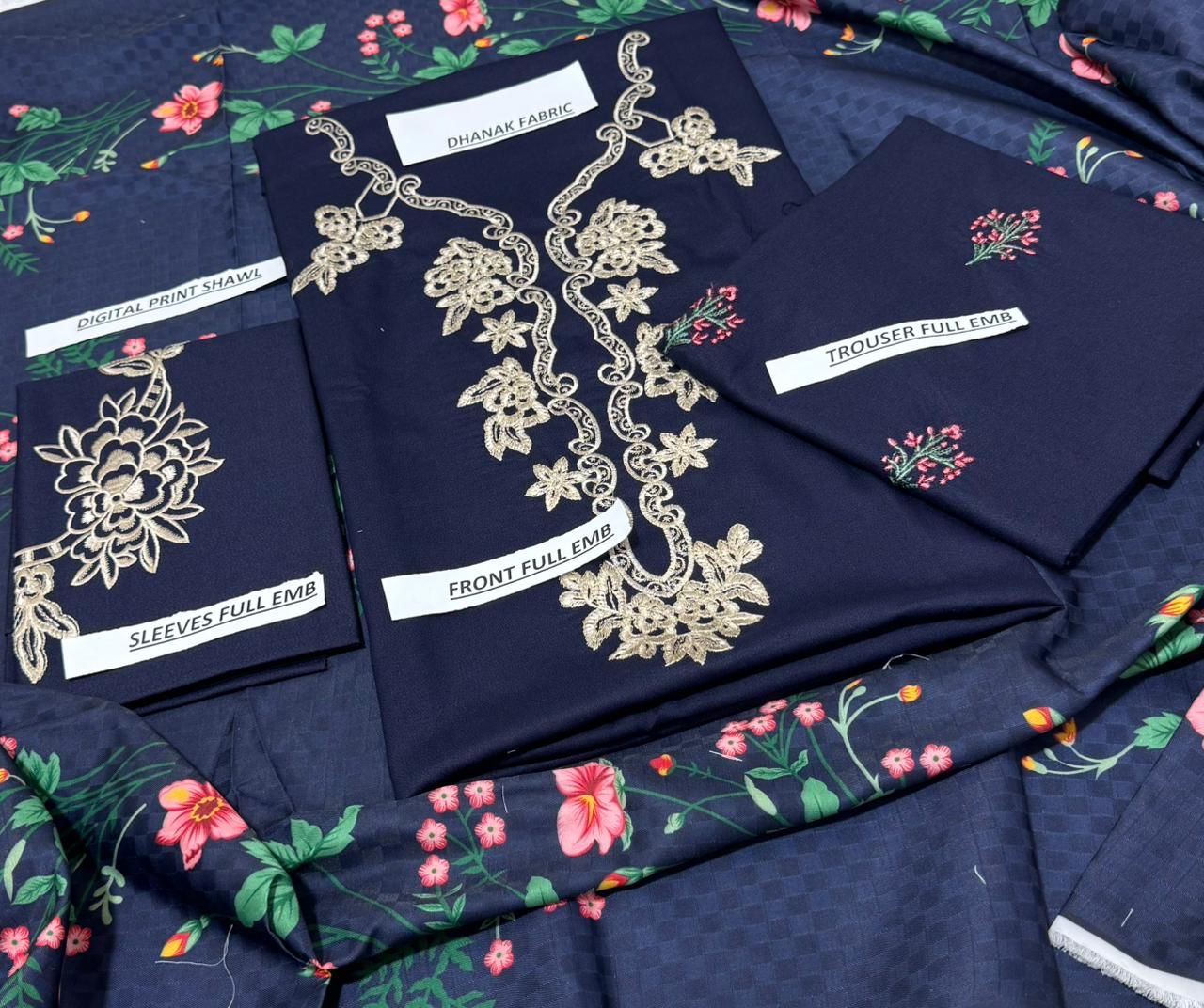 Airjet Dhanak 3PC Heavy Embroidered Winter Suit with Pashmina Shawl