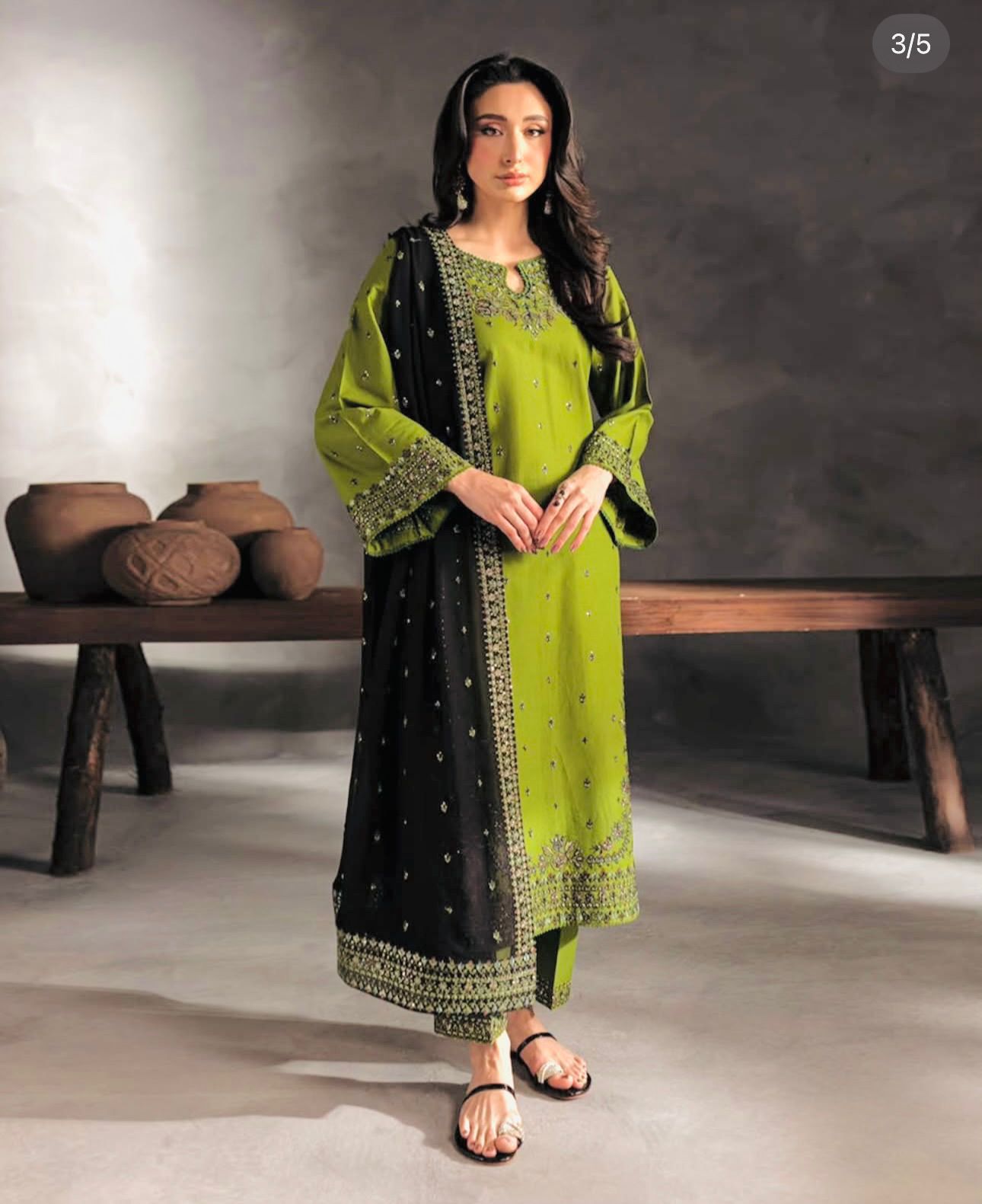 ELEGENT 7089 Dhanak 3PC Casual Winter Suit with Embroidered Shawl