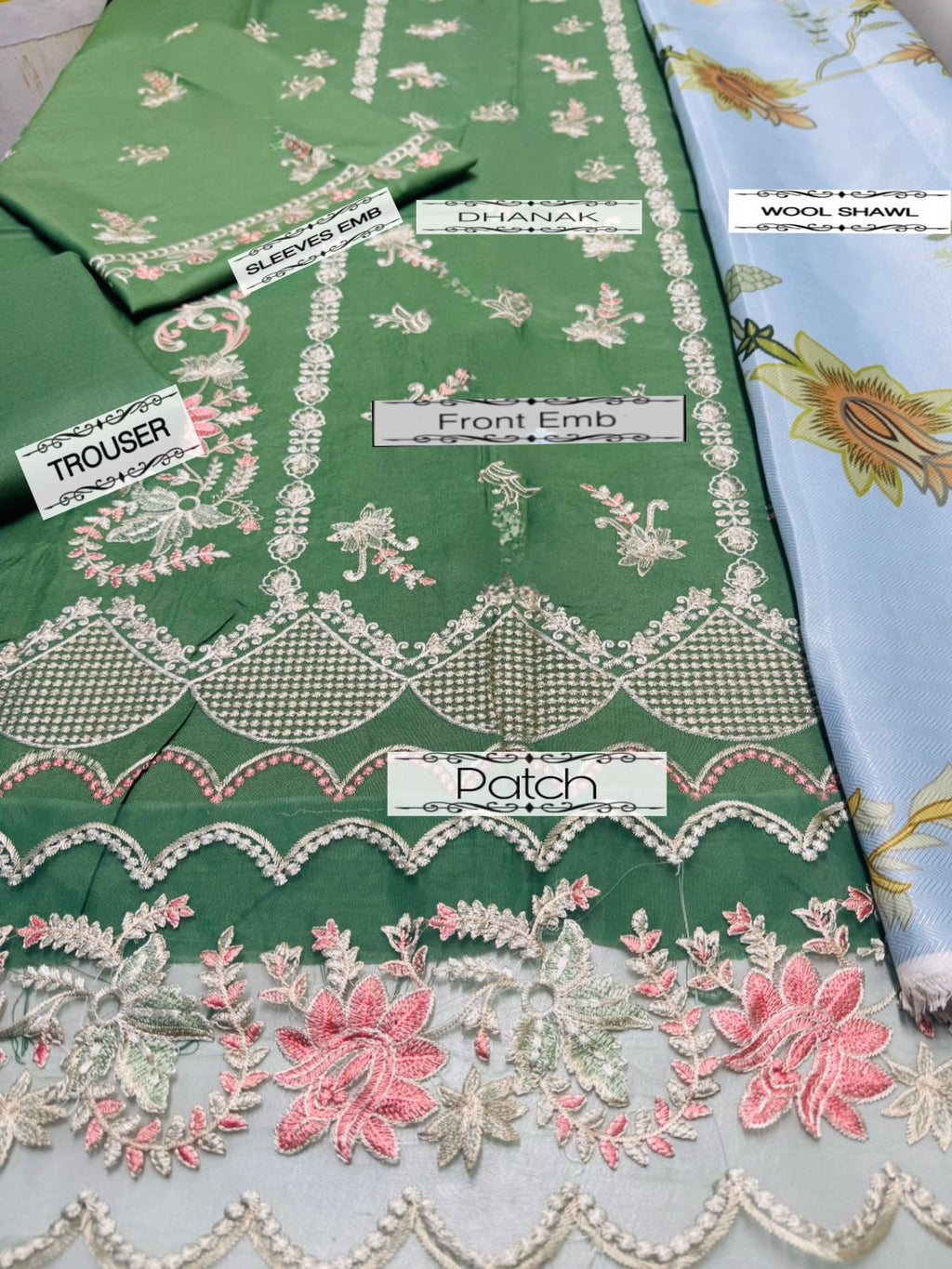 CROSSSTITCH AZ-6074 Dhanak 3PC Wedding Winter Suit with Wool Shawl