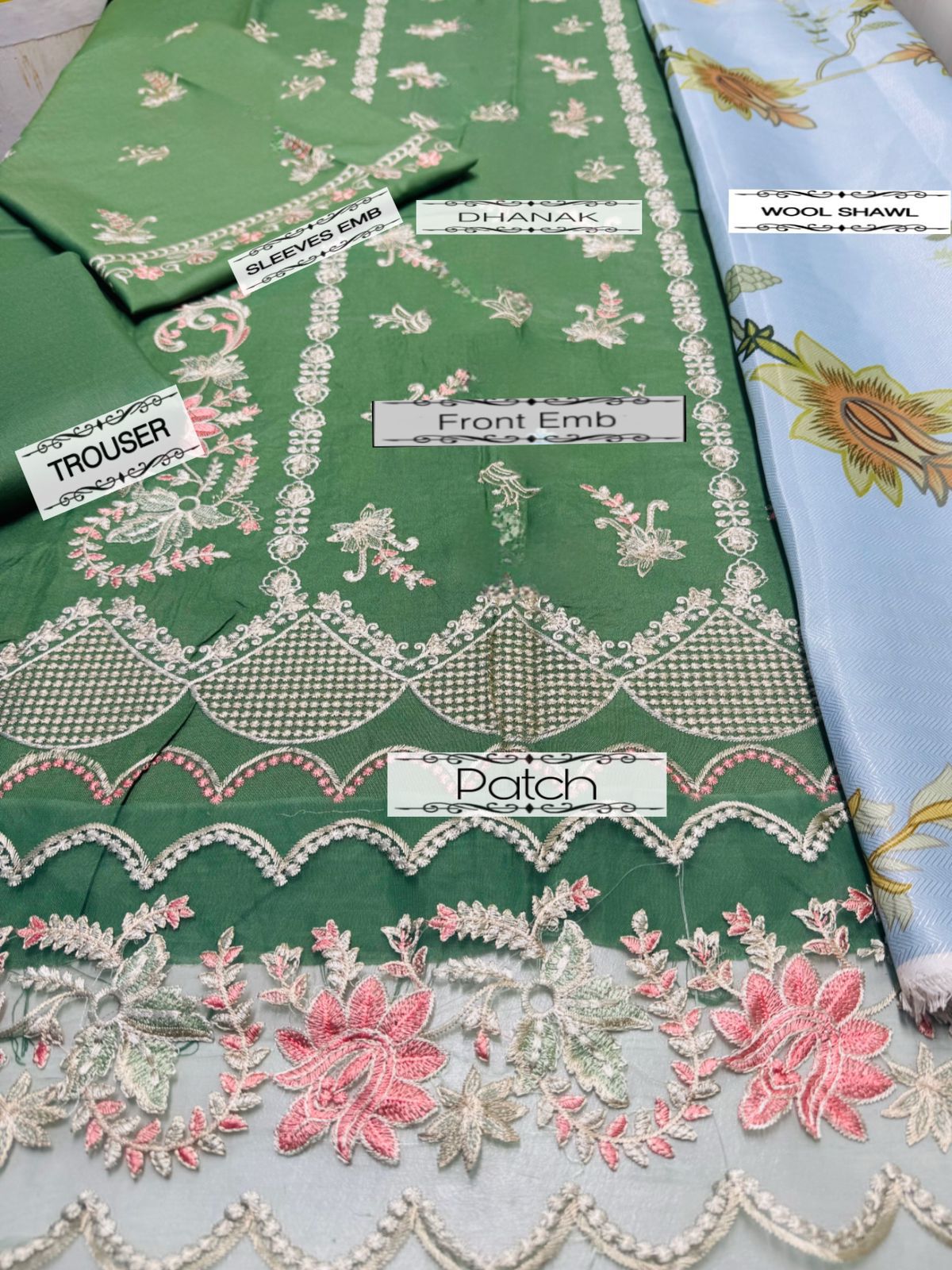 CROSSSTITCH AZ-6074 Dhanak 3PC Wedding Winter Suit with Wool Shawl