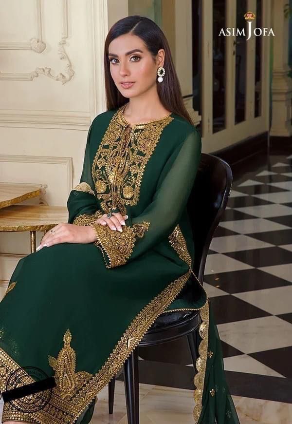 ASIM JOFA Iqra Aziz Edit 2023 Chiffon Heavy Embroidered 3PC Suit