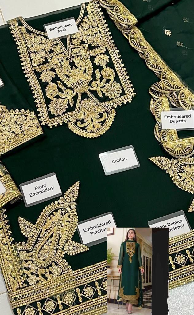 ASIM JOFA Iqra Aziz Edit 2023 Chiffon Heavy Embroidered 3PC Suit