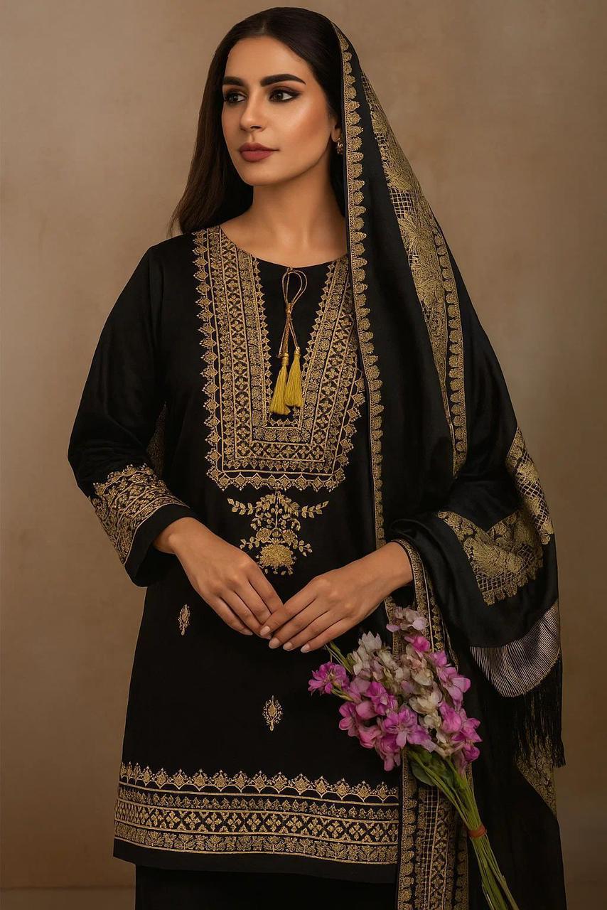 Winter Collection 2025 Khaadi Khadar 3PC Traditional Embroidered Suit