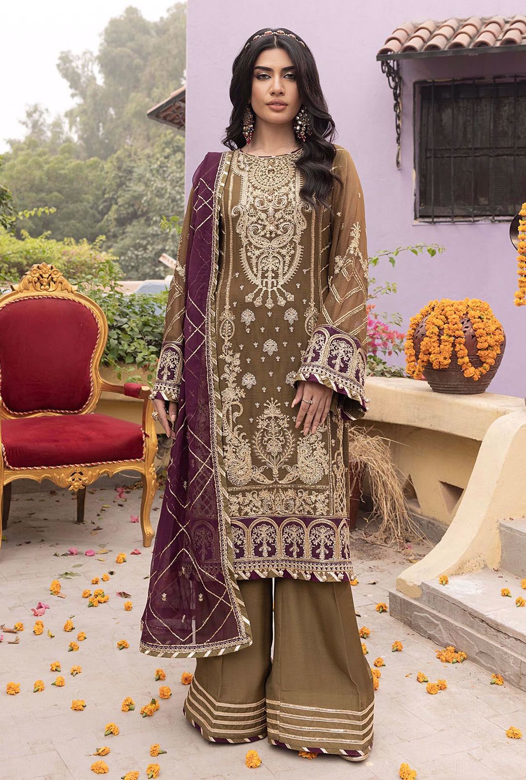 Adan Libas Rang-e-Mehfil 012 Heavy Embroidered 3PC Formal Suit
