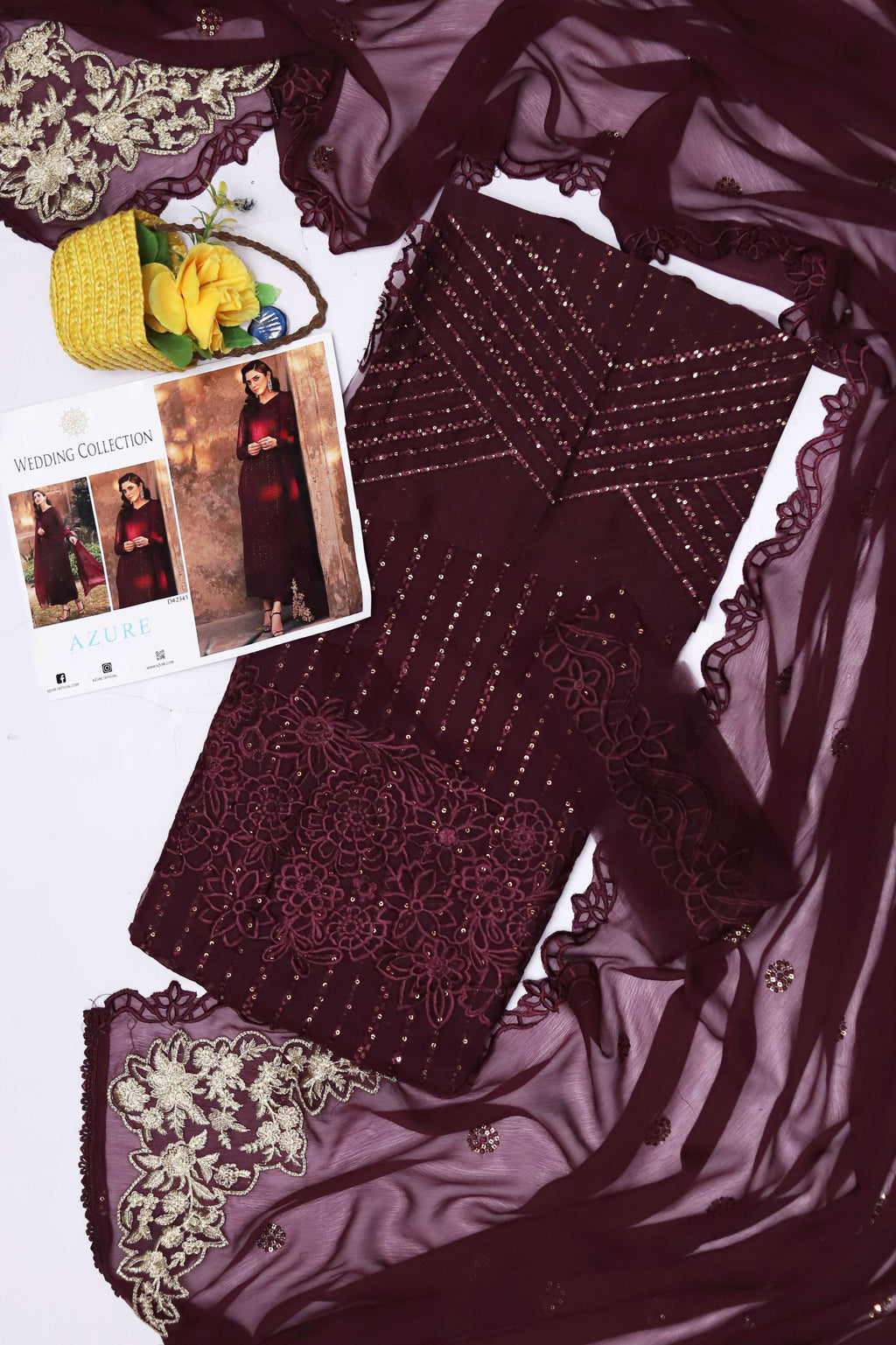 Luxury Sequins Chiffon Wedding & Party Wear Suit