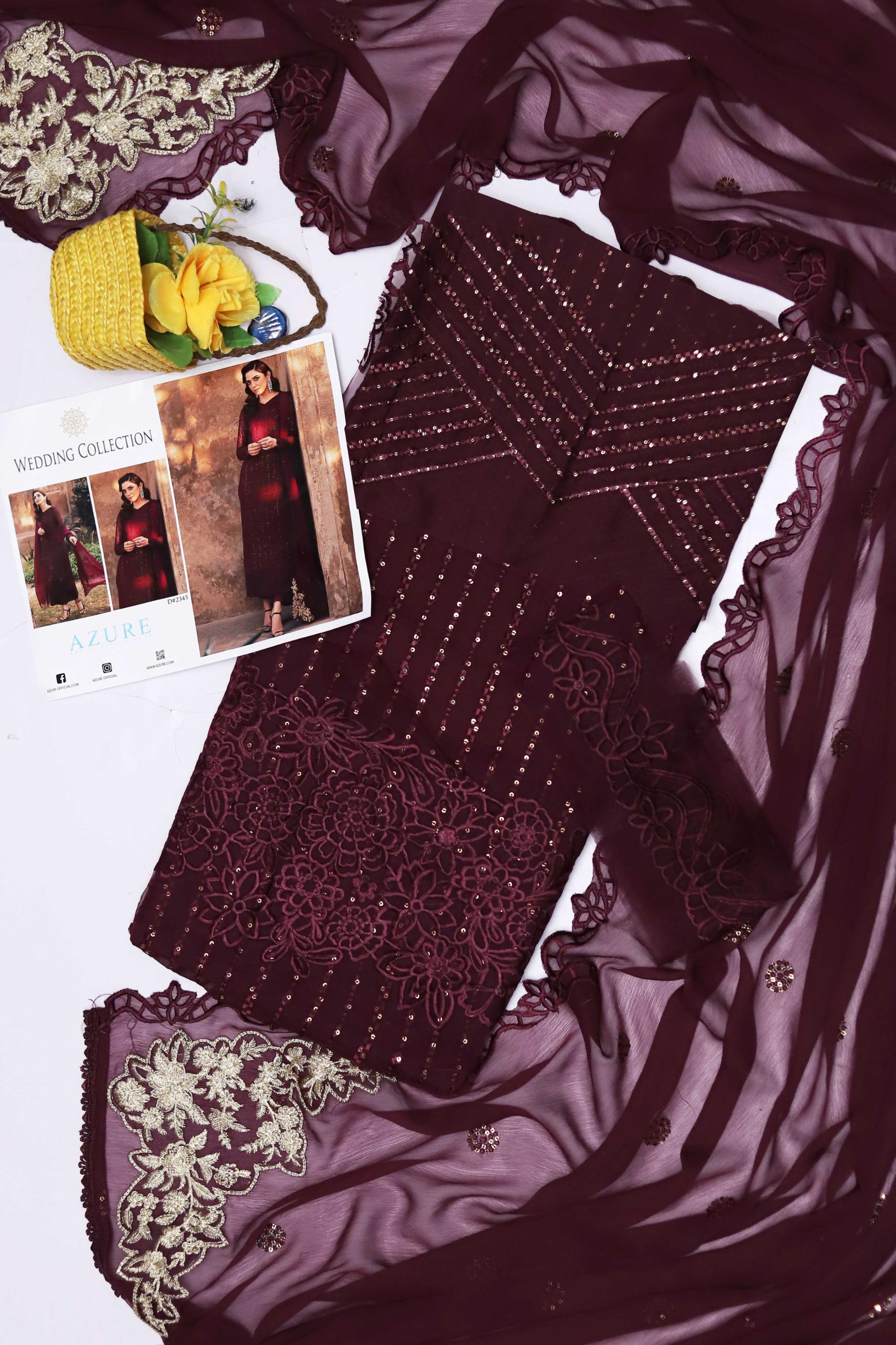 Luxury Sequins Chiffon Wedding & Party Wear Suit