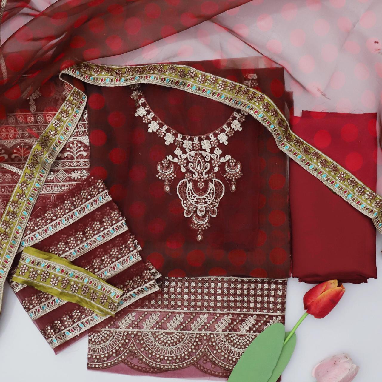 Maria B C-284 Digital & Sequins Embroidered Organza Suit