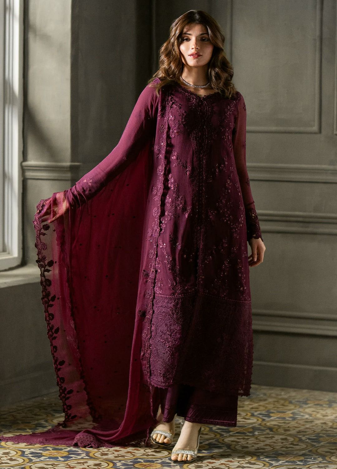 Luxury Sequins Chiffon & Organza Wedding Ensemble