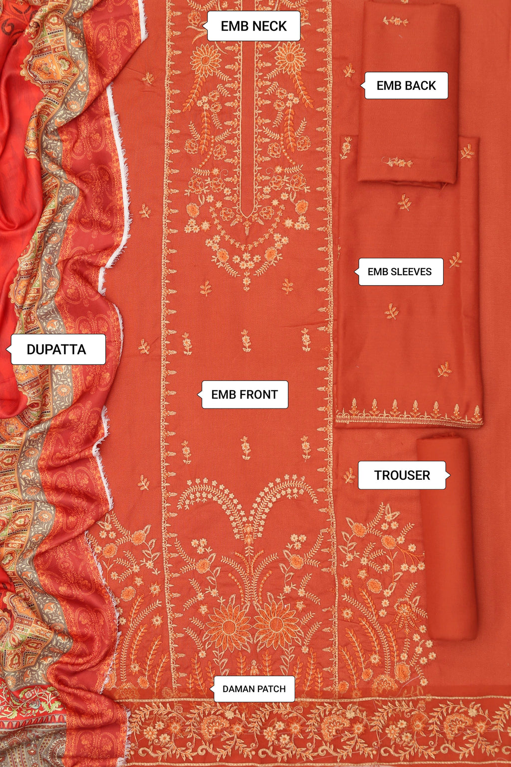 Maria B Multi-Head Embroidered Dhanak 3PC Winter Suit