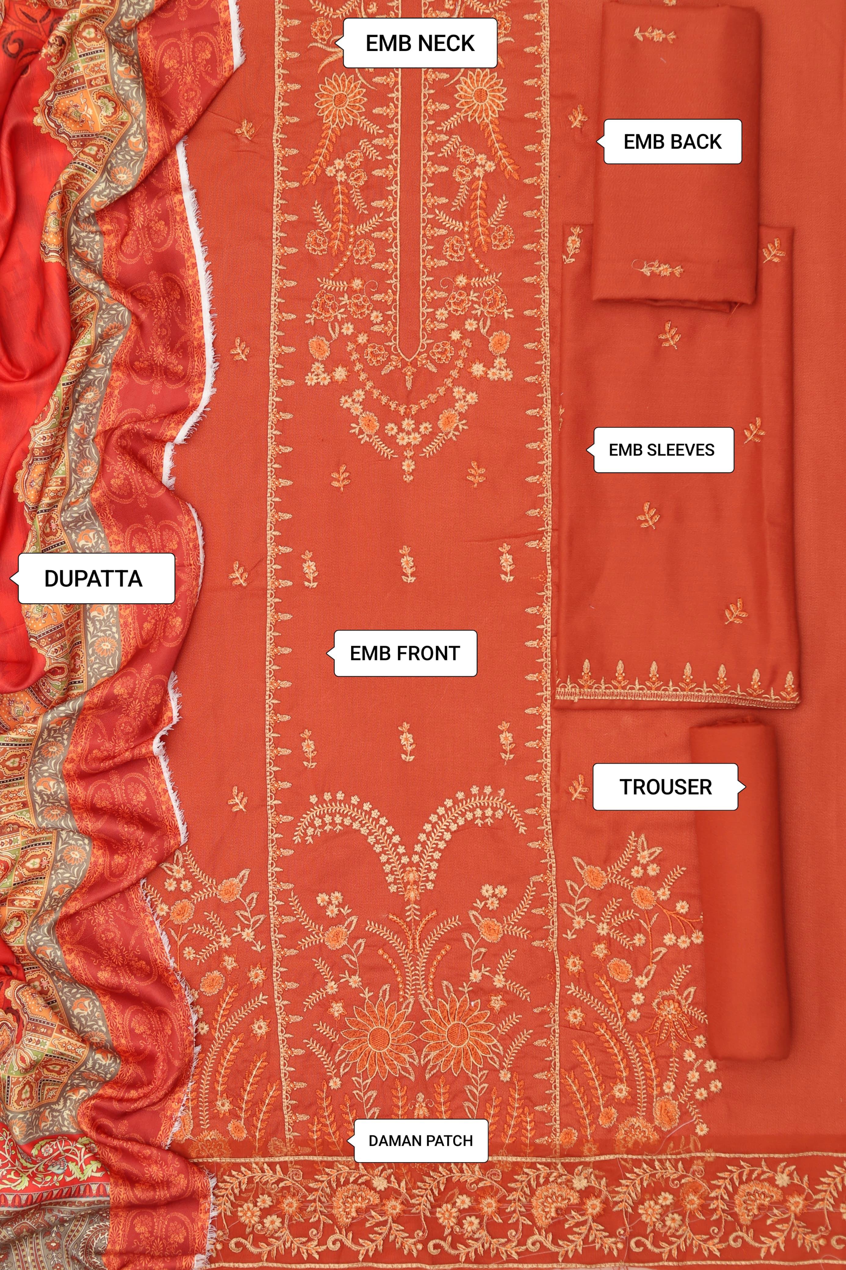 Maria B Multi-Head Embroidered Dhanak 3PC Winter Suit