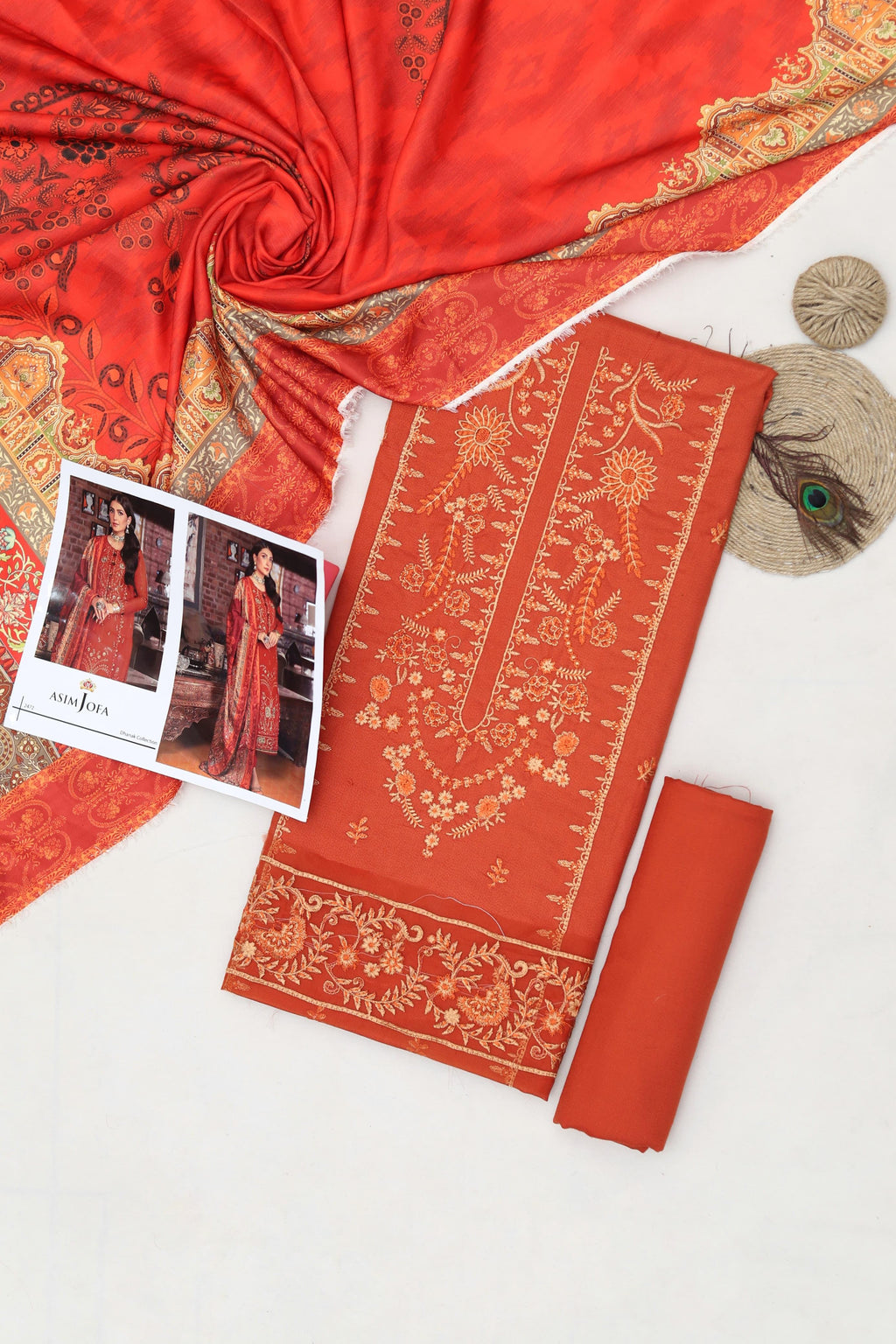 Maria B Multi-Head Embroidered Dhanak 3PC Winter Suit