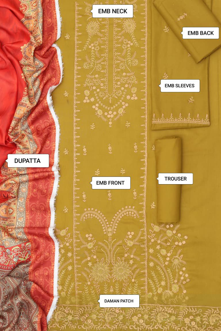 Maria B Multi-Head Embroidered Dhanak 3PC Winter Suit