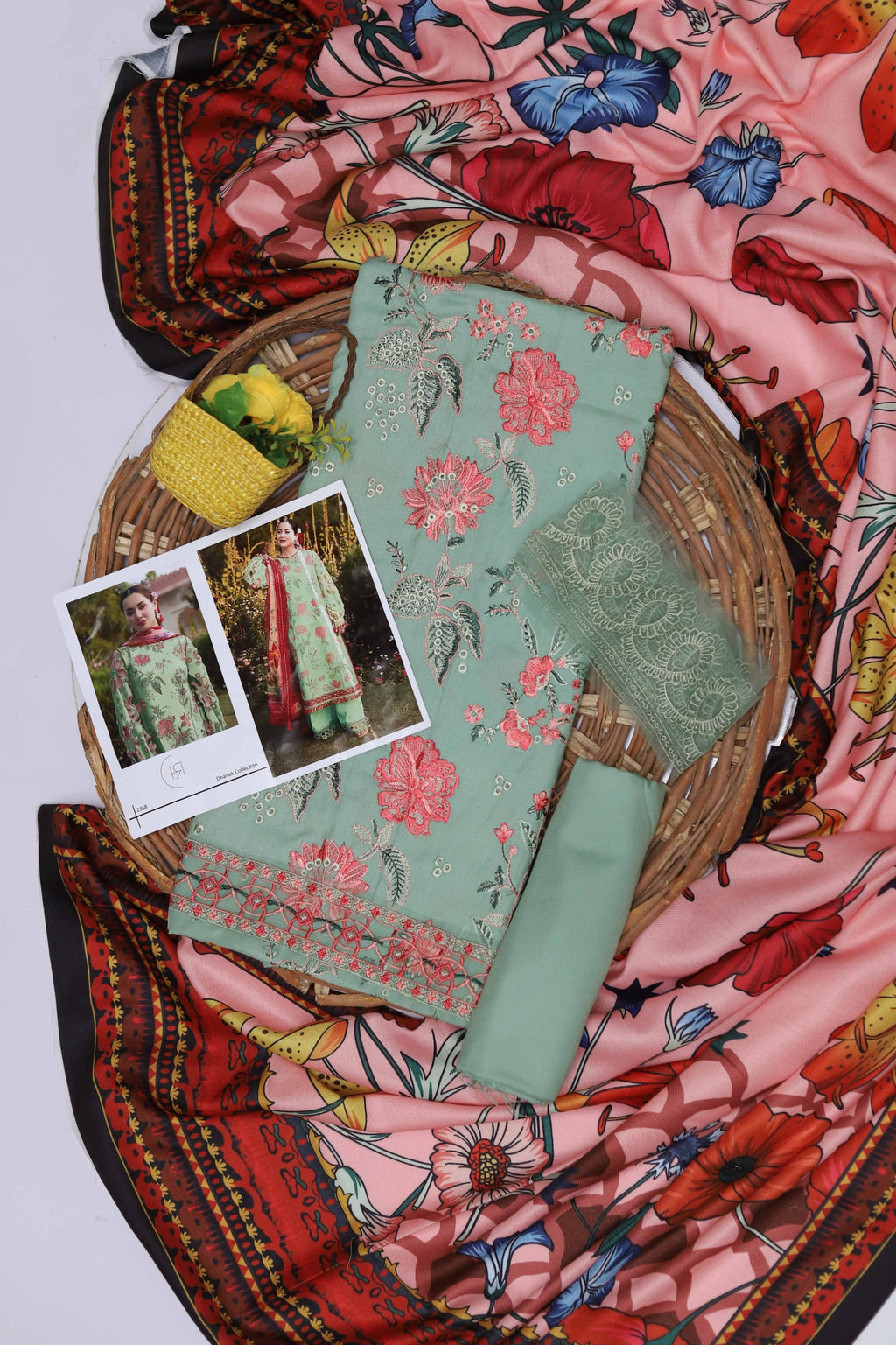 Maria B Multi-Head Embroidered Dhanak 3PC Winter Suit