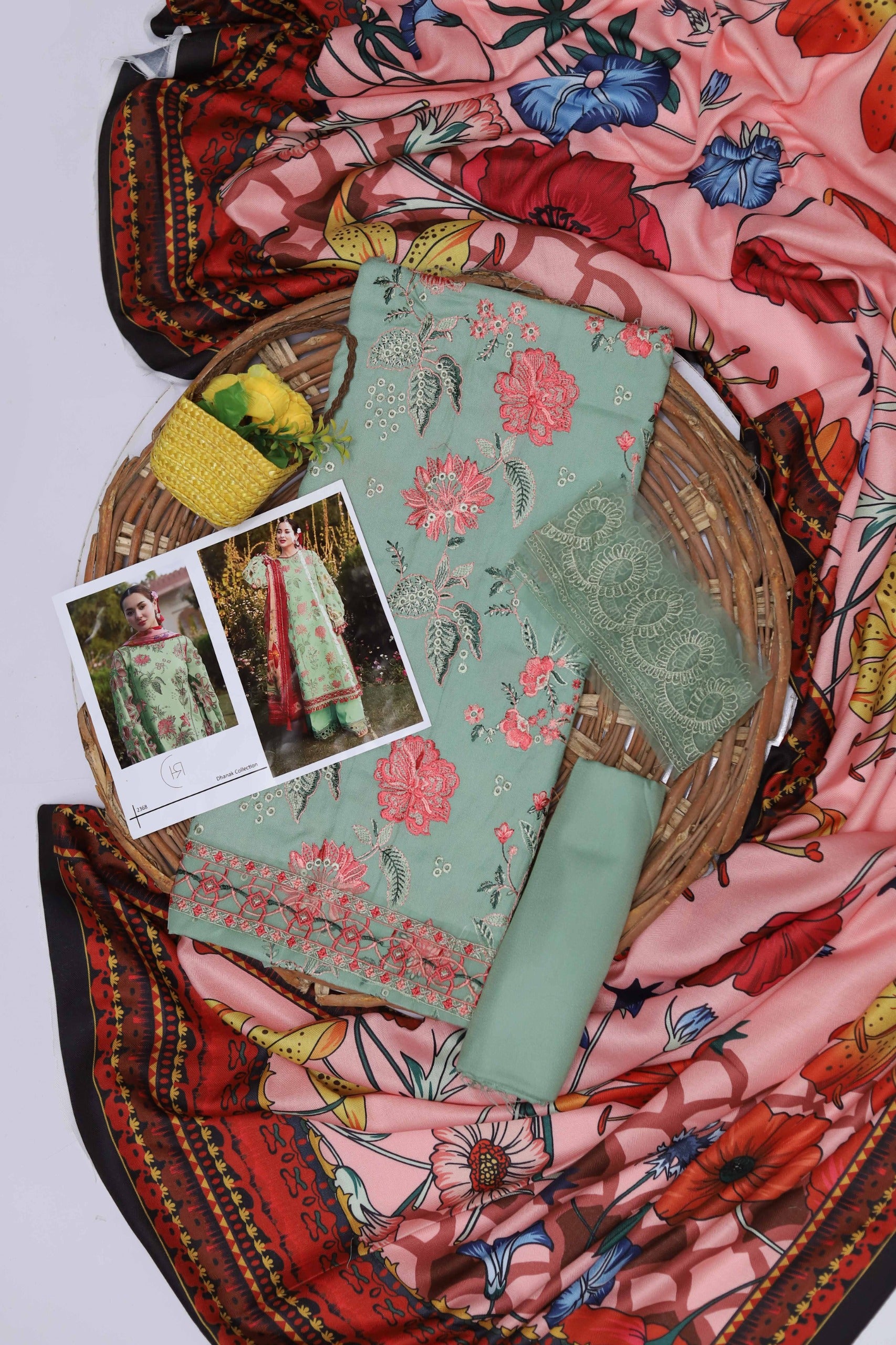 Maria B Multi-Head Embroidered Dhanak 3PC Winter Suit