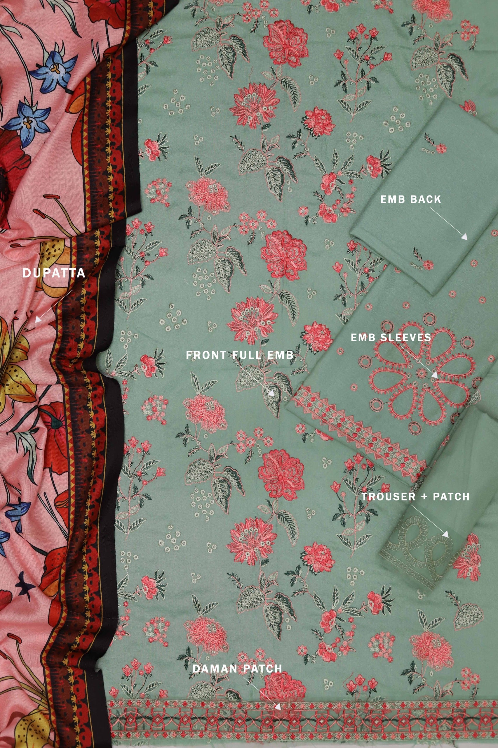 Maria B Multi-Head Embroidered Dhanak 3PC Winter Suit