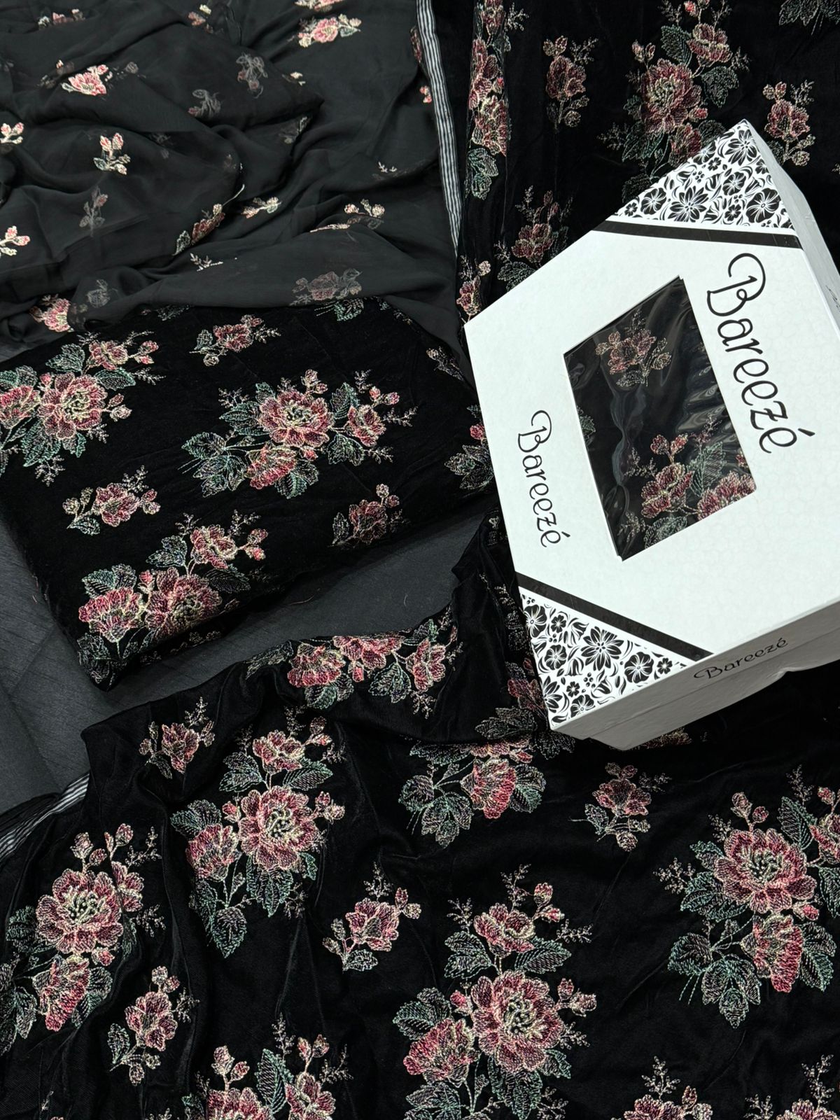 Bareeze 3PC Velvet Winter Casual Suit